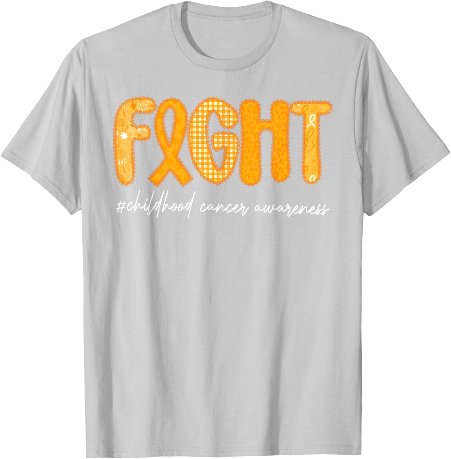 Preppy Fight Childhood Cancer Awareness Support Warrior Gold T-Shirt - T-Shirt | Ash