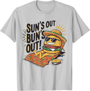 Sun's Out Bun's Out Funny Summer Cheeseburger Food Lover Women T-Shirt - T-Shirt | Ash