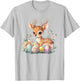 Easter Day, Cute Kawaii Baby Deer With Flowers & Easter Eggs T-Shirt - T-Shirt | Ash
