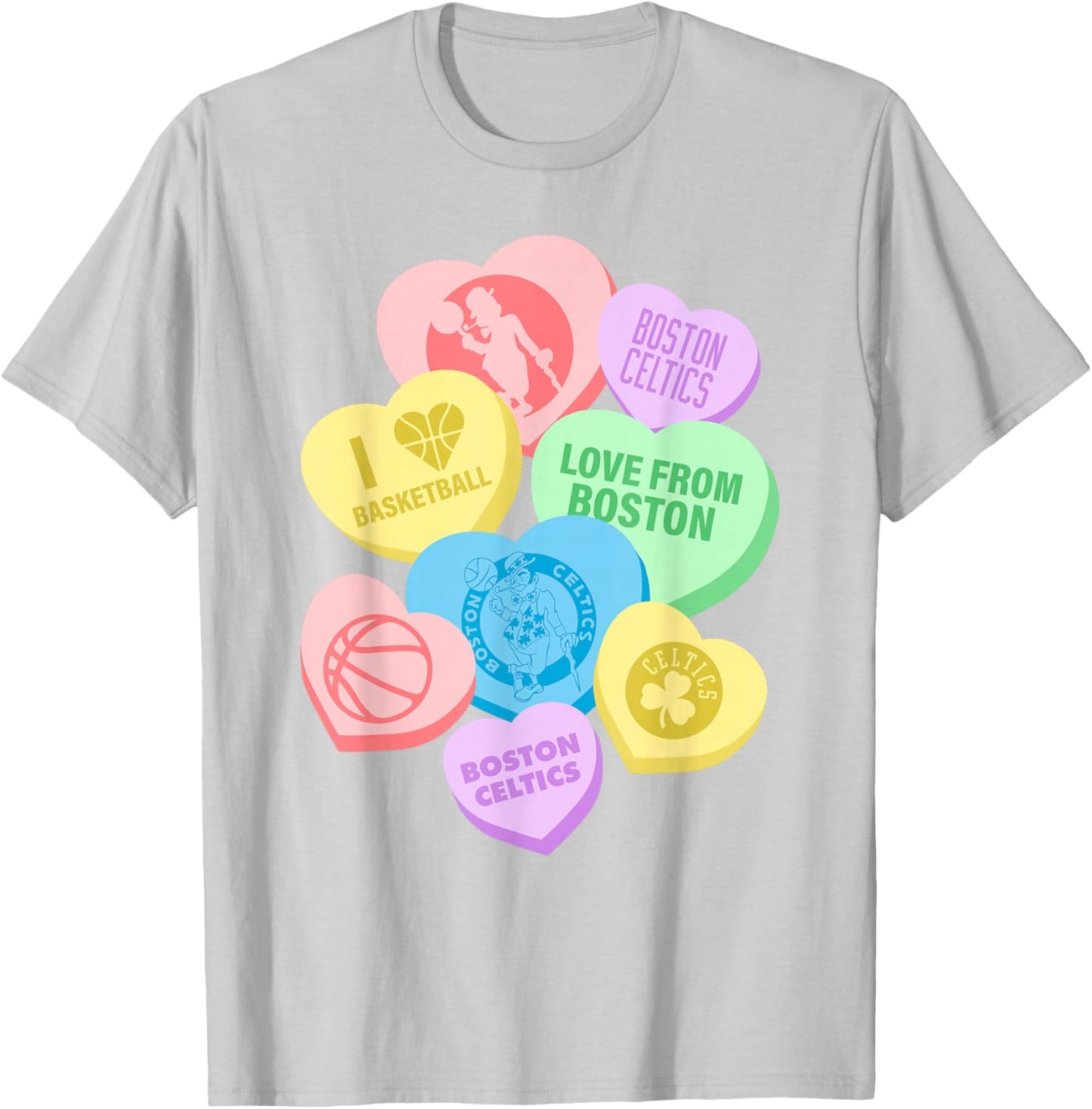 NBA Boston Celtics Valentine's Day Candy Hearts T-Shirt - T-Shirt | Ash