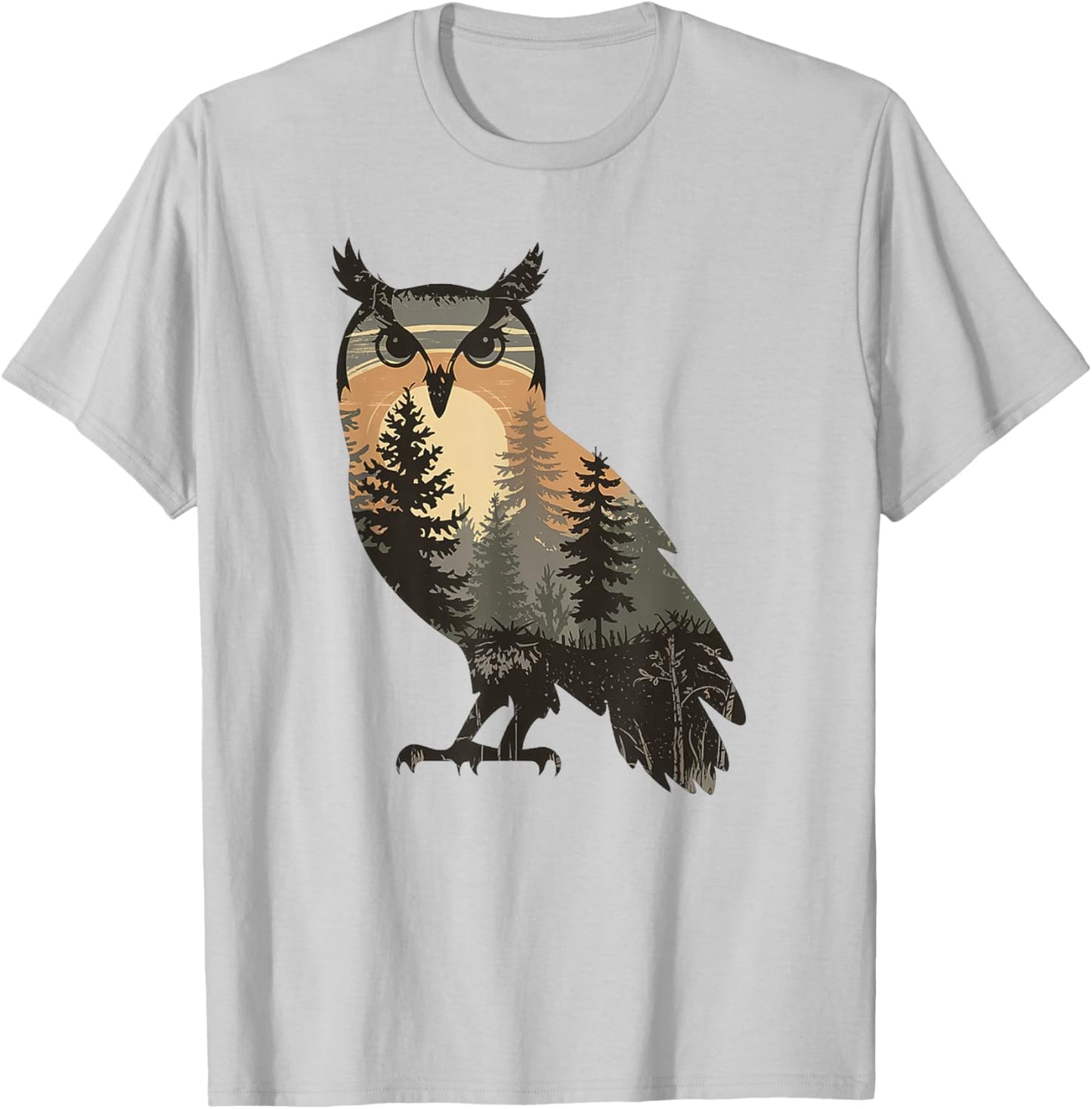 Owl Hunting Hiking Outdoor Camping Forest Men Women Owl T-Shirt - T-Shirt | Ash