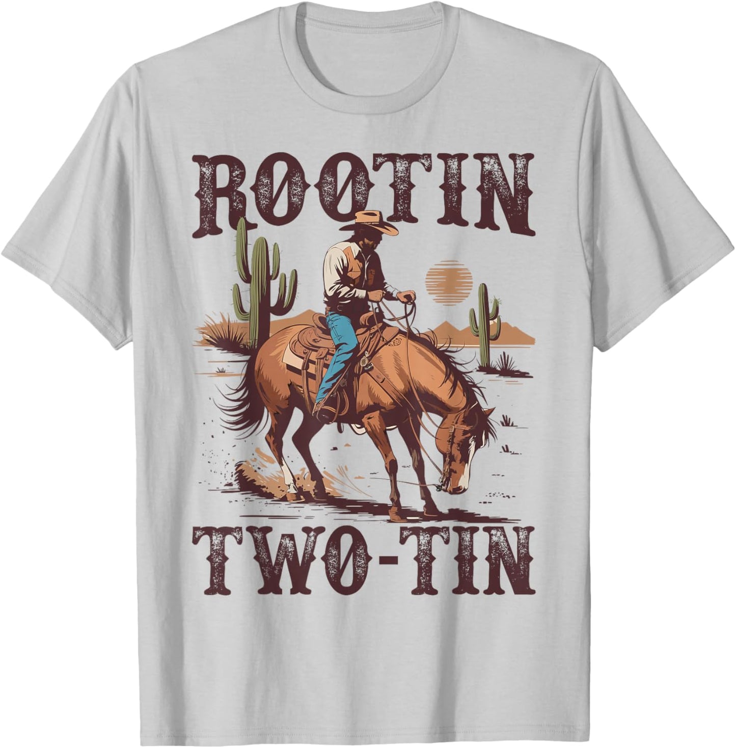 Rootin Two-tin 2nd Birthday 2 Year Old Western Cowboy Bday T-Shirt - T-Shirt | Ash