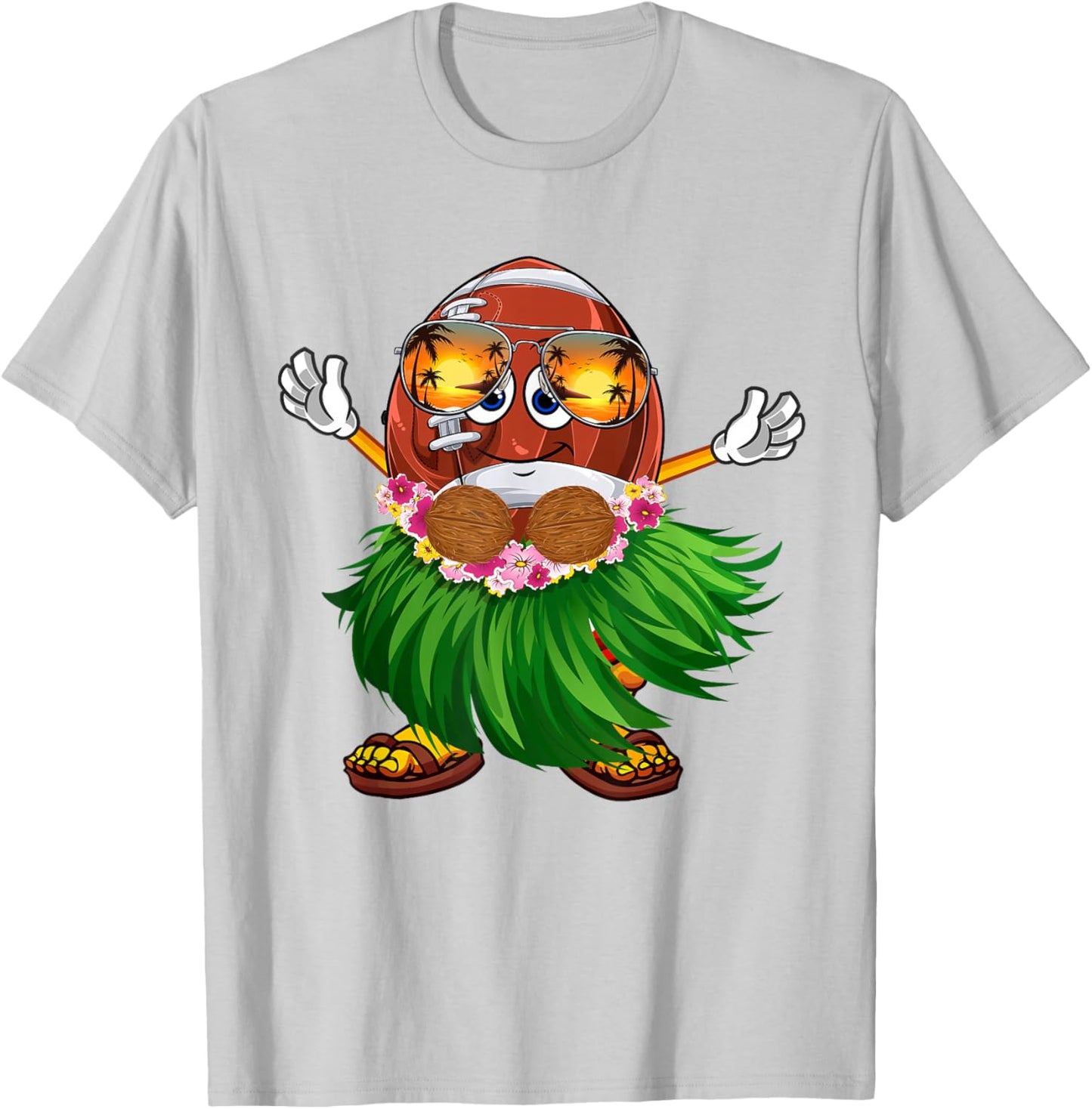 Funny Hawaii Football Ball Hawaiian Tropical Summer Vacation T-Shirt - T-Shirt | Ash