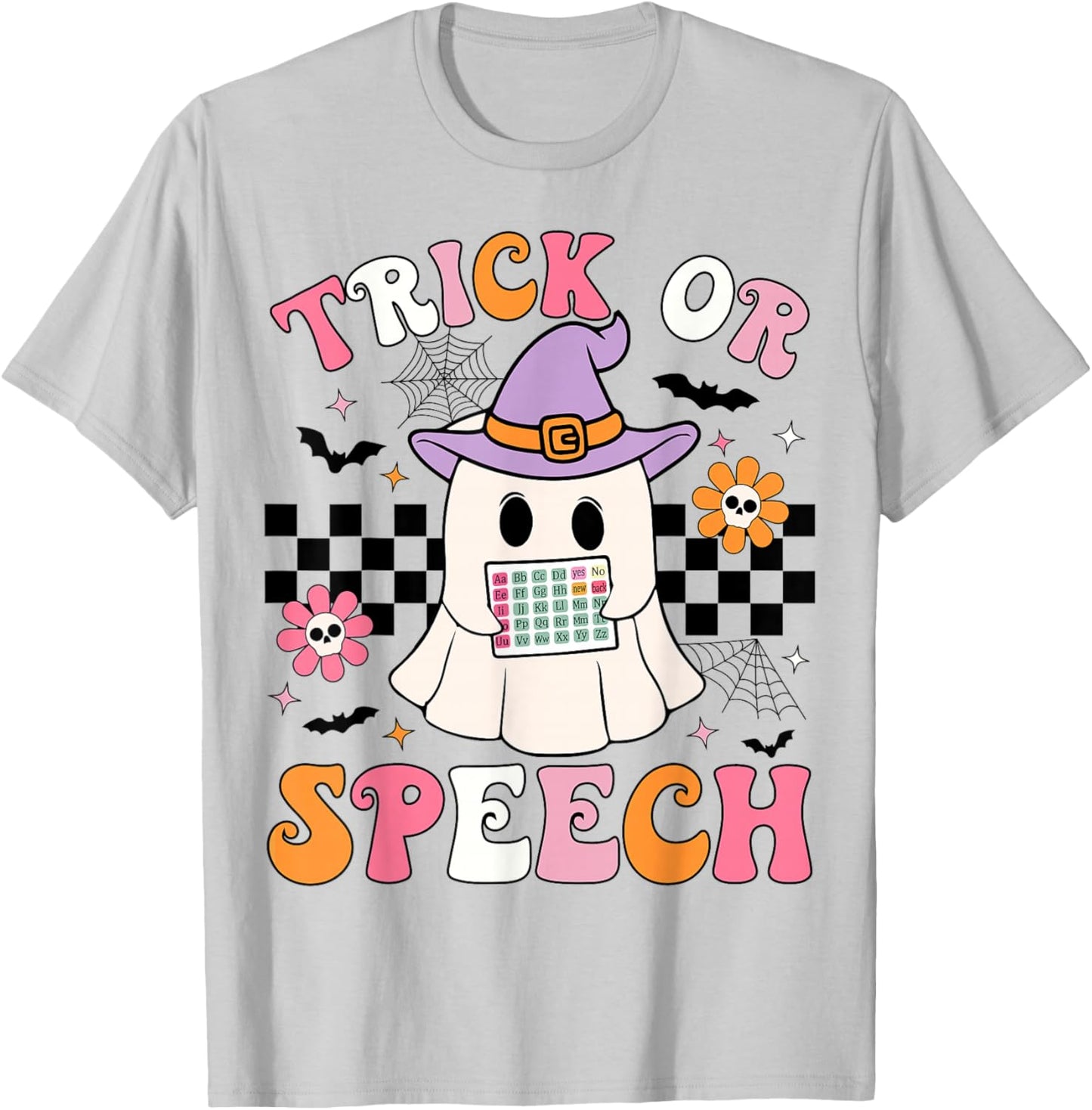Trick or Speech Funny SLP Halloween Speech Therapy Halloween T-Shirt - T-Shirt | Ash