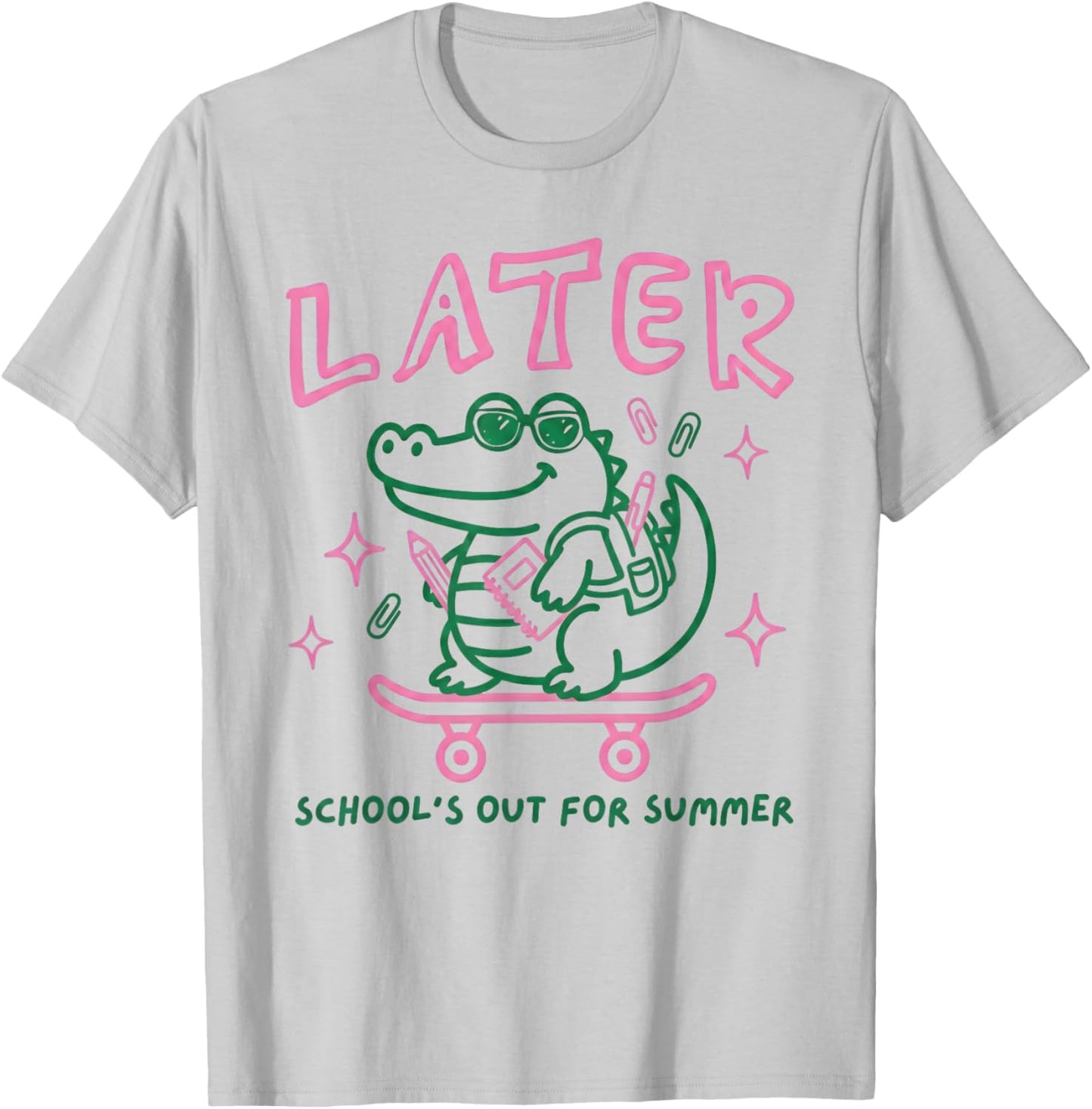Later School’s Out for Summer Alligator Graphic for Kids T-Shirt - T-Shirt | Ash