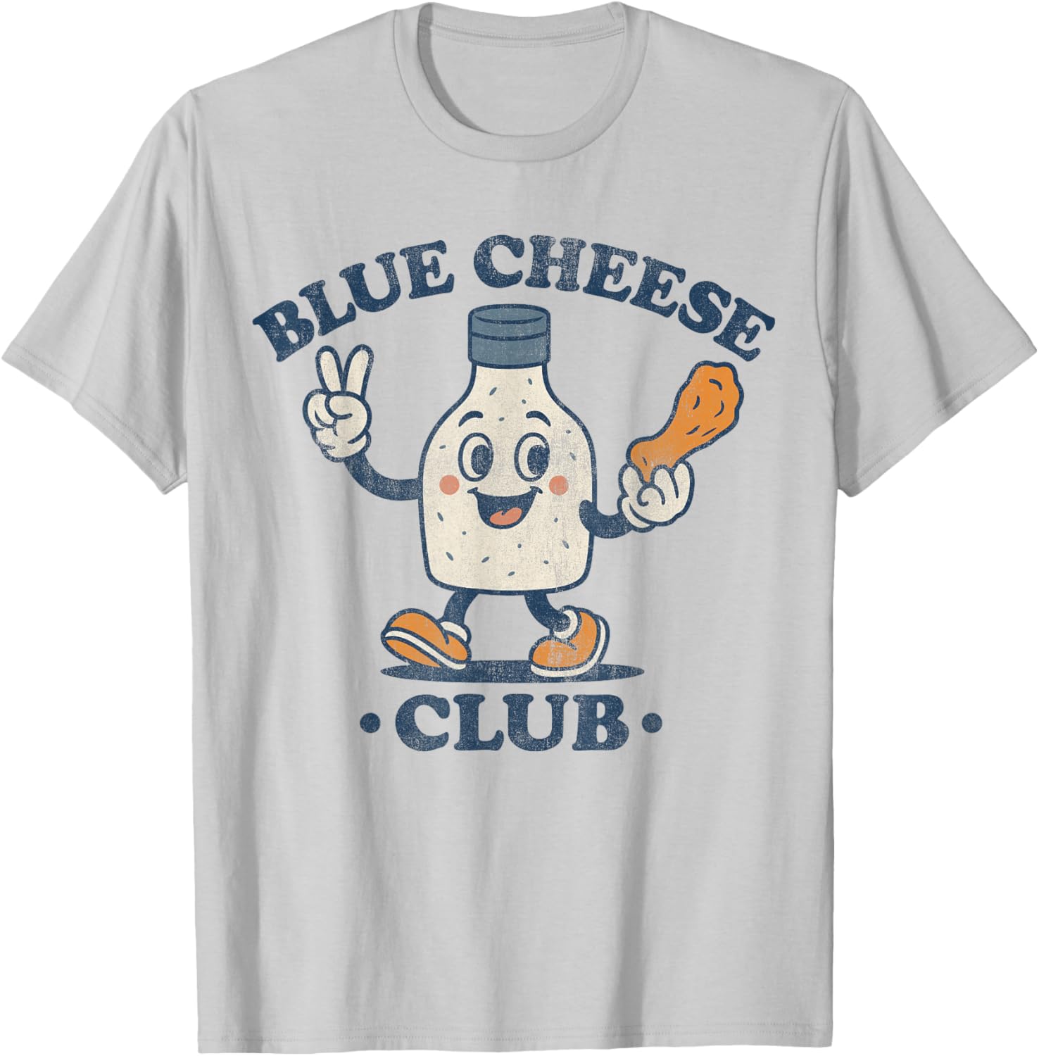 Vintage Blue Cheese Club Retro T-Shirt - T-Shirt | Ash