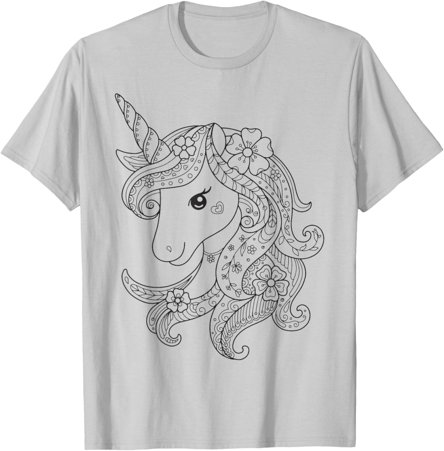 Unicorn to paint and color T-Shirt - T-Shirt | Ash