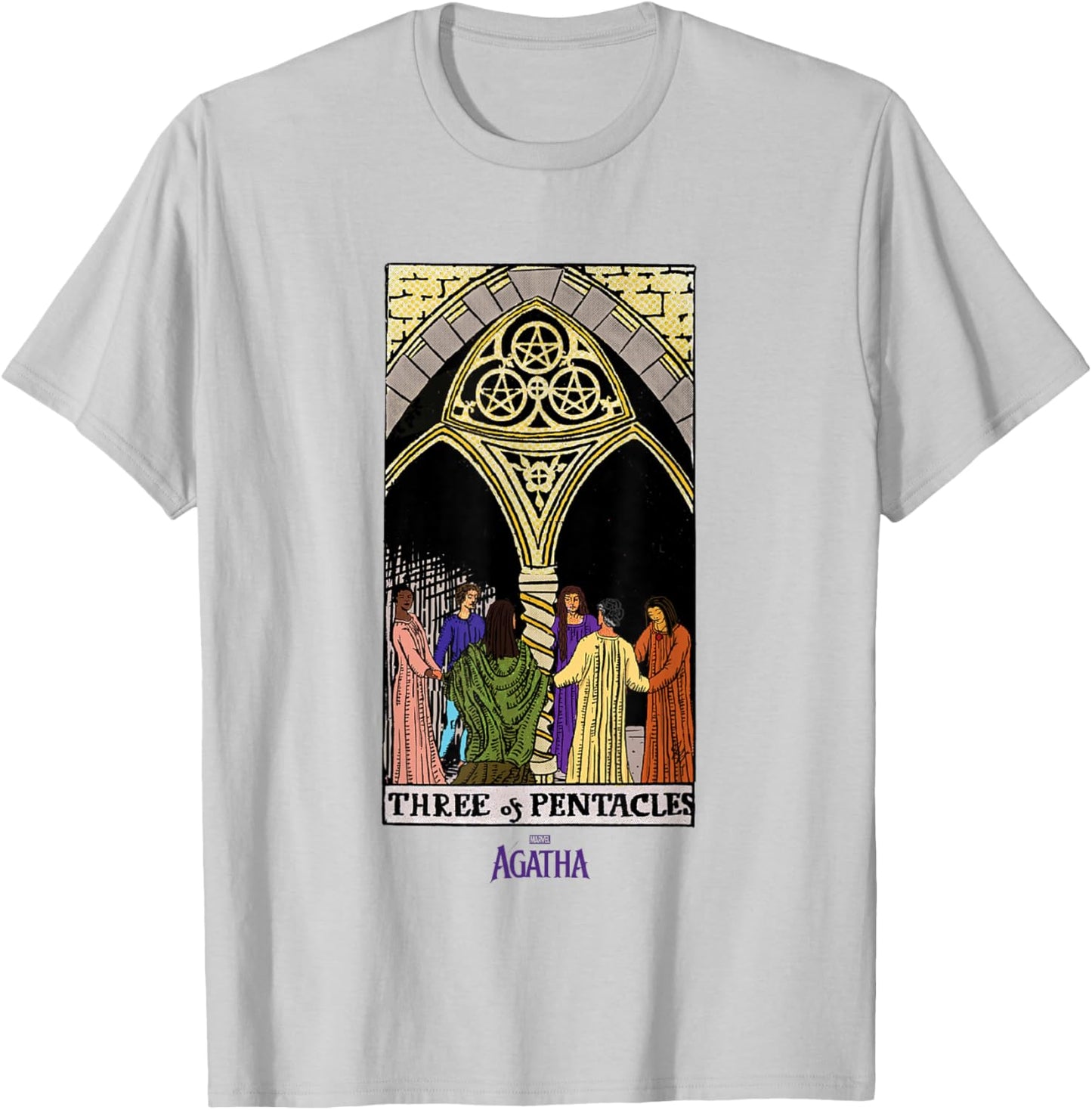 Marvel Agatha All Along Three of Pentacles Vintage Tarot T-Shirt - T-Shirt | Ash