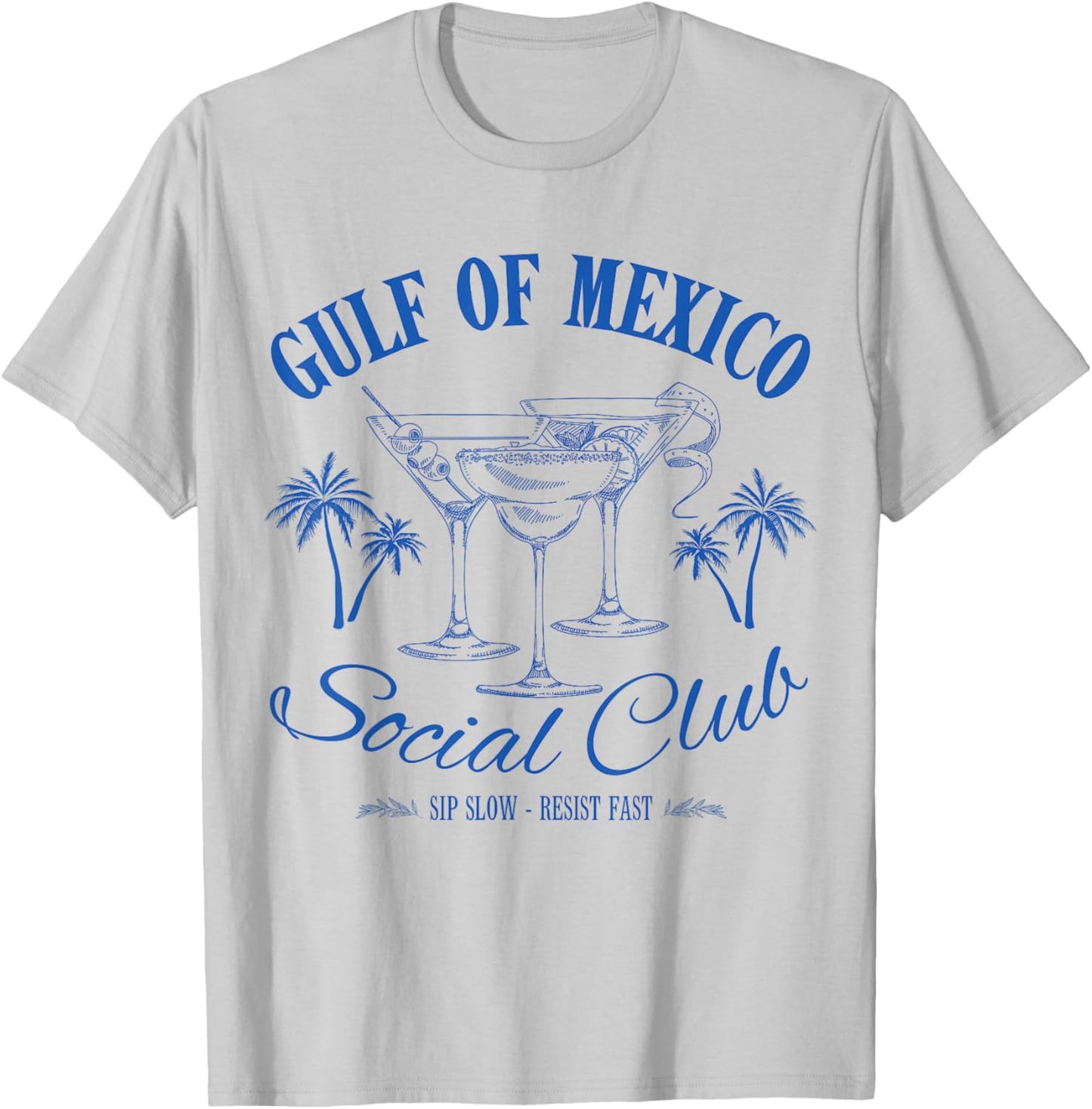 Gulf Of Mexico Social Club - Vintage Style Cocktail T-Shirt - T-Shirt | Ash