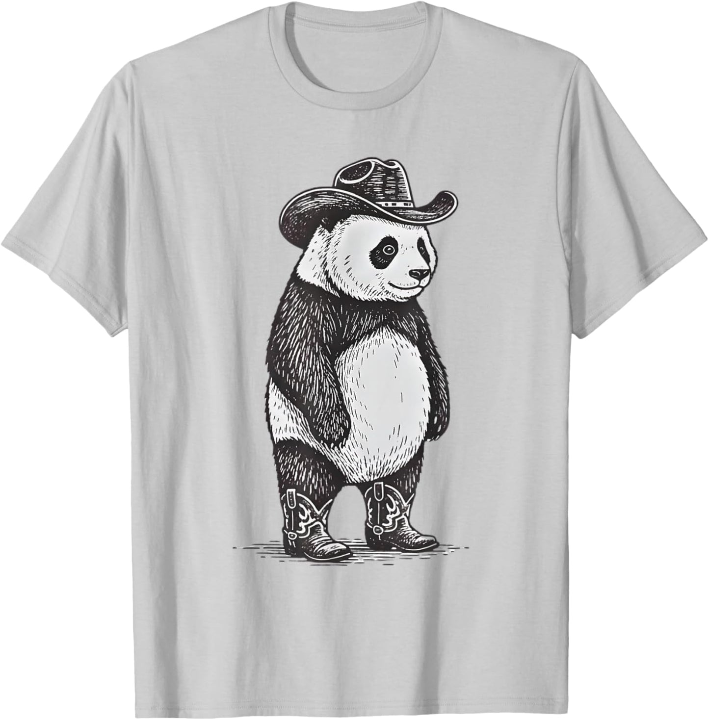 Vintage Panda Cowboy Cowgirl Funny Panda Western Country T-Shirt - T-Shirt | Ash