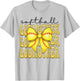 Softball GodMother Retro Softball Coquette Bow Groovy T-Shirt - T-Shirt | Ash