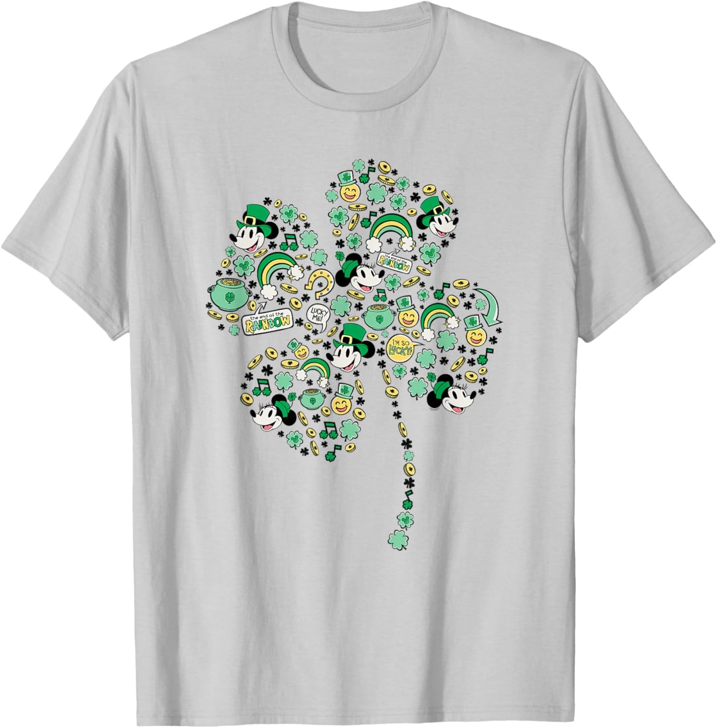 Disney Mickey & Minnie St. Patrick's Day Lucky 4-Leaf Clover T-Shirt - T-Shirt | Ash