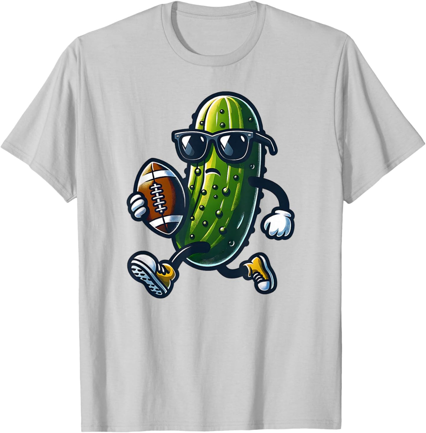 Pickle Playing Football Funny Sports and Humor Trendy Retro T-Shirt - T-Shirt | Ash