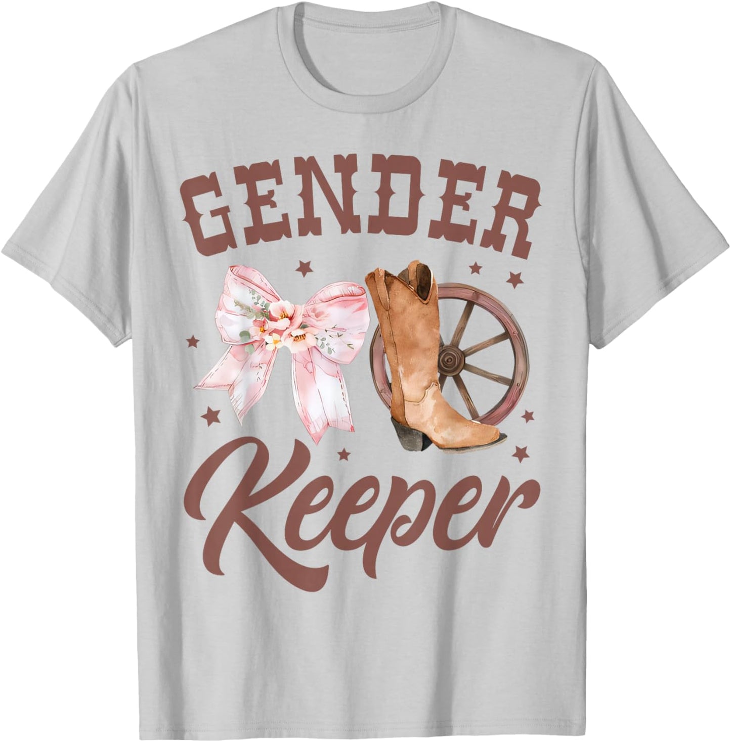 Western Gender Reveal Keeper of the Gender Baby Announcement T-Shirt - T-Shirt | Ash