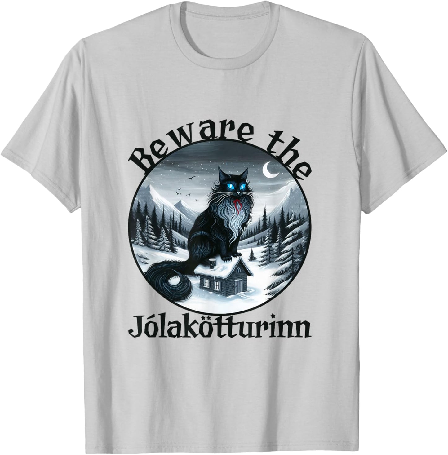 Beware The Jolakotturinn Yule Cat Icelandic Christmas Norse Men Women Kids T-Shirt - T-Shirt | Ash