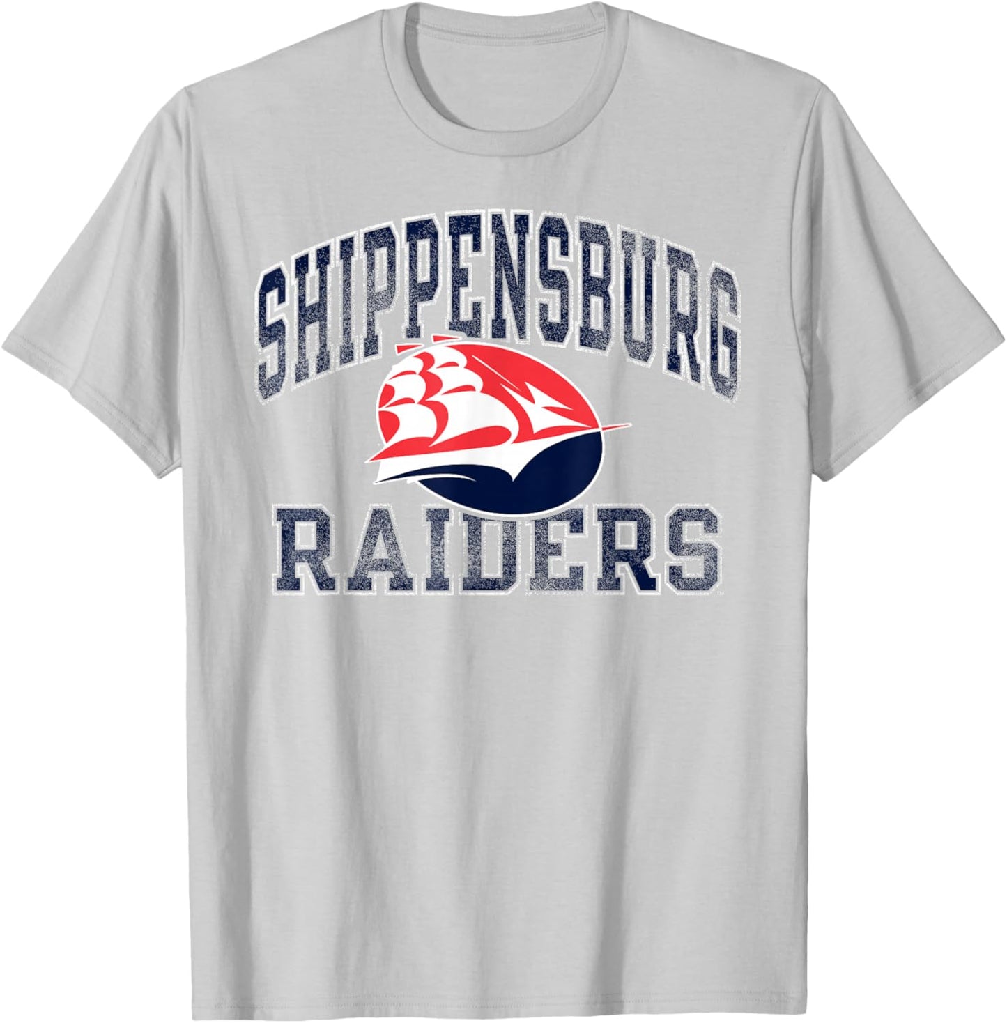 Shippensburg Raiders Vintage Worn Gray Officially Licensed T-Shirt - T-Shirt | Ash