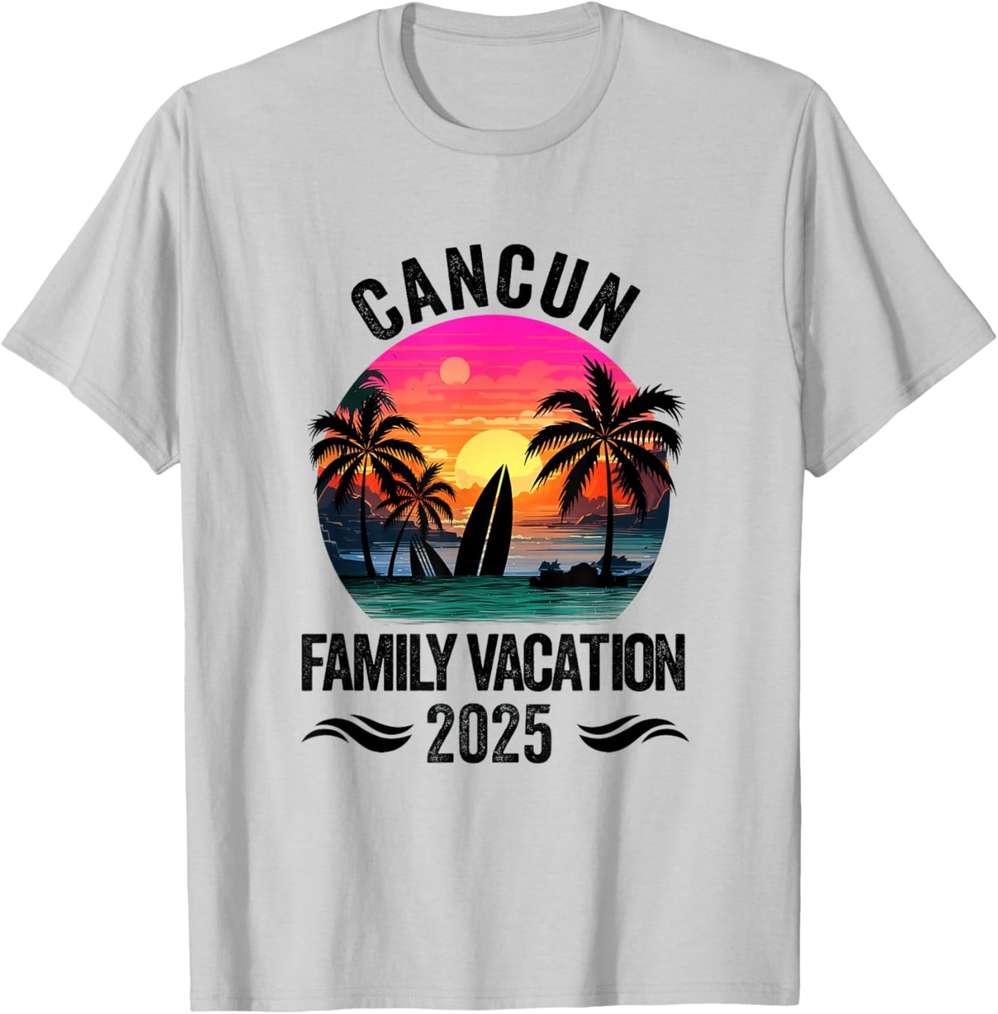 Cancun Family Vacation 2025 Matching Outfits Beach Summer T-Shirt - T-Shirt | Ash