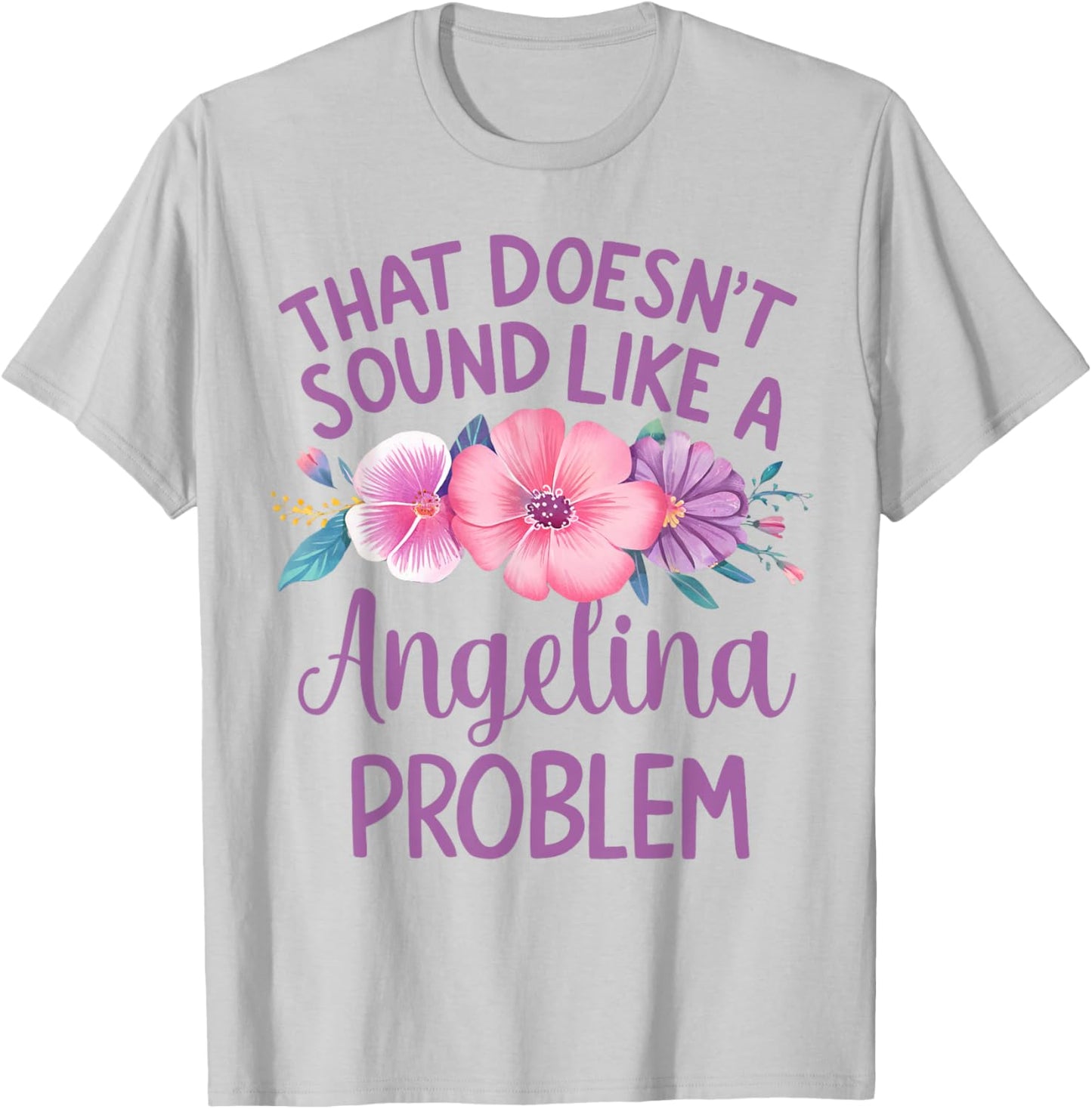 Angelina Personalized Cute Flower Girls Angelina Name T-Shirt - T-Shirt | Ash