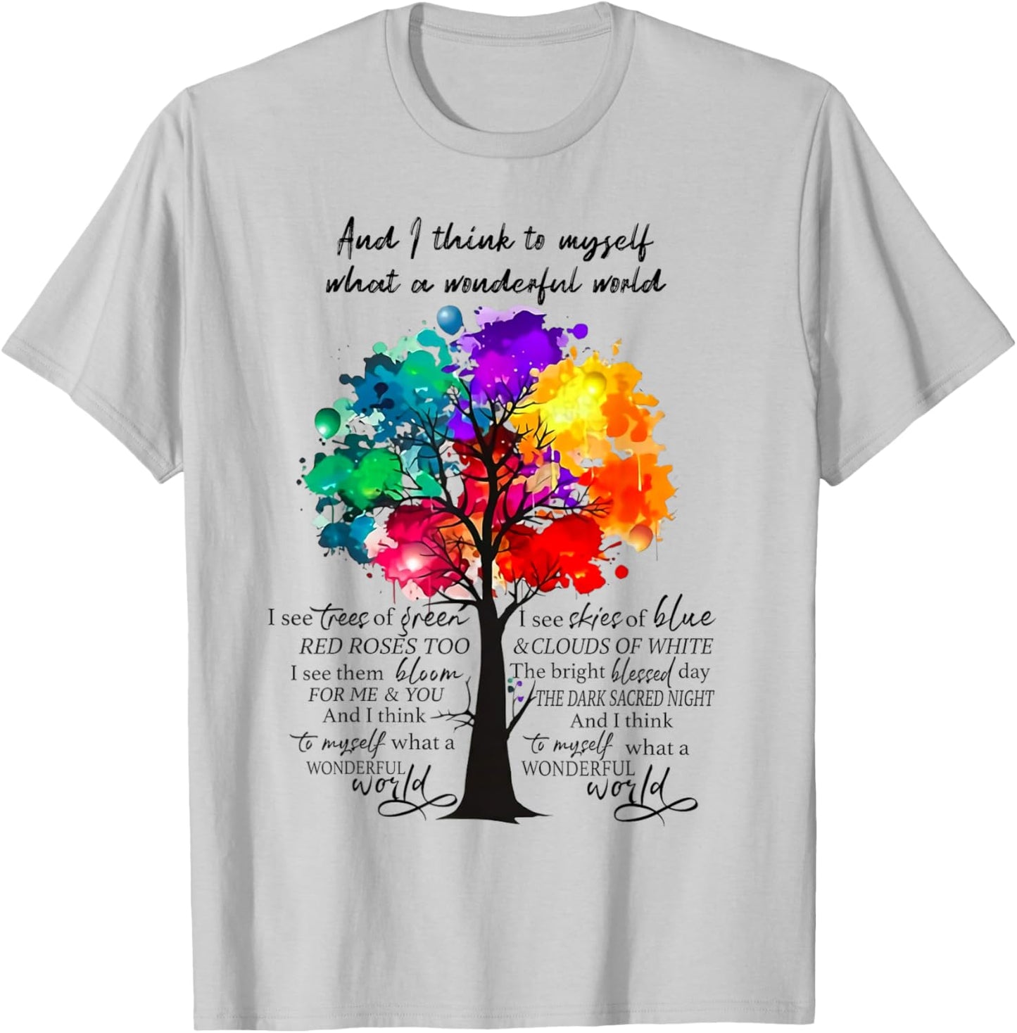What a Wonderful World Positive Thinking Tree T-Shirt - T-Shirt | Ash