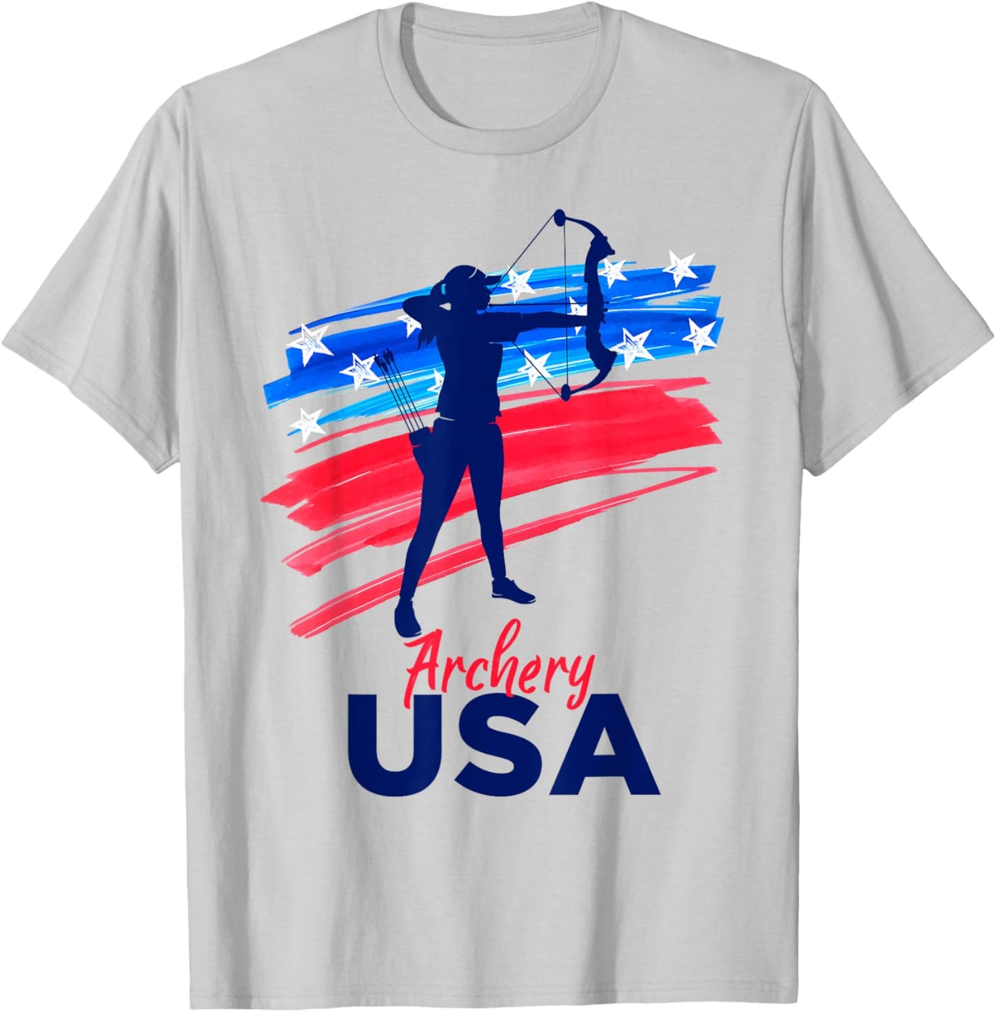 Archery Support the Team Player USA Flag Archer T-Shirt - T-Shirt | Ash