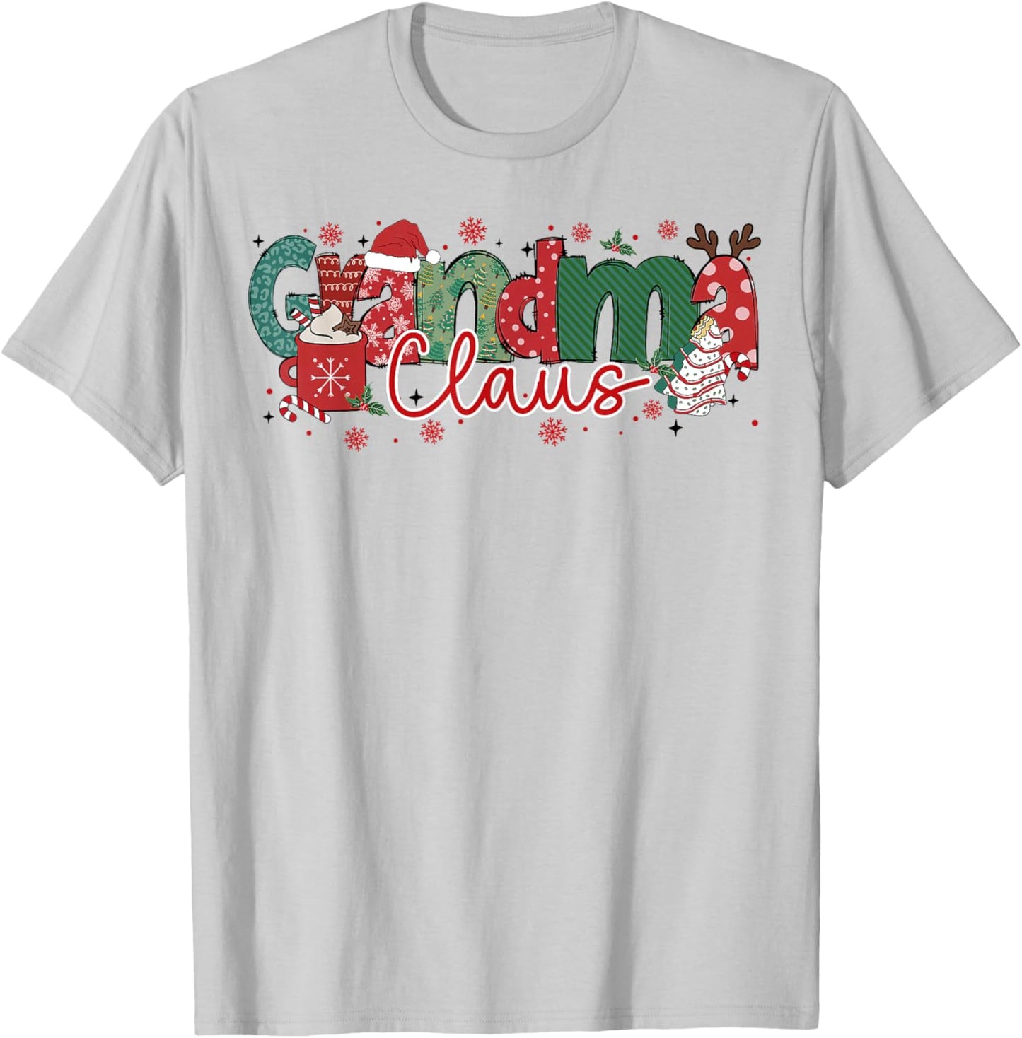 Grandma Claus Christmas Pajama Santa Claus Family Matching T-Shirt - T-Shirt | Ash