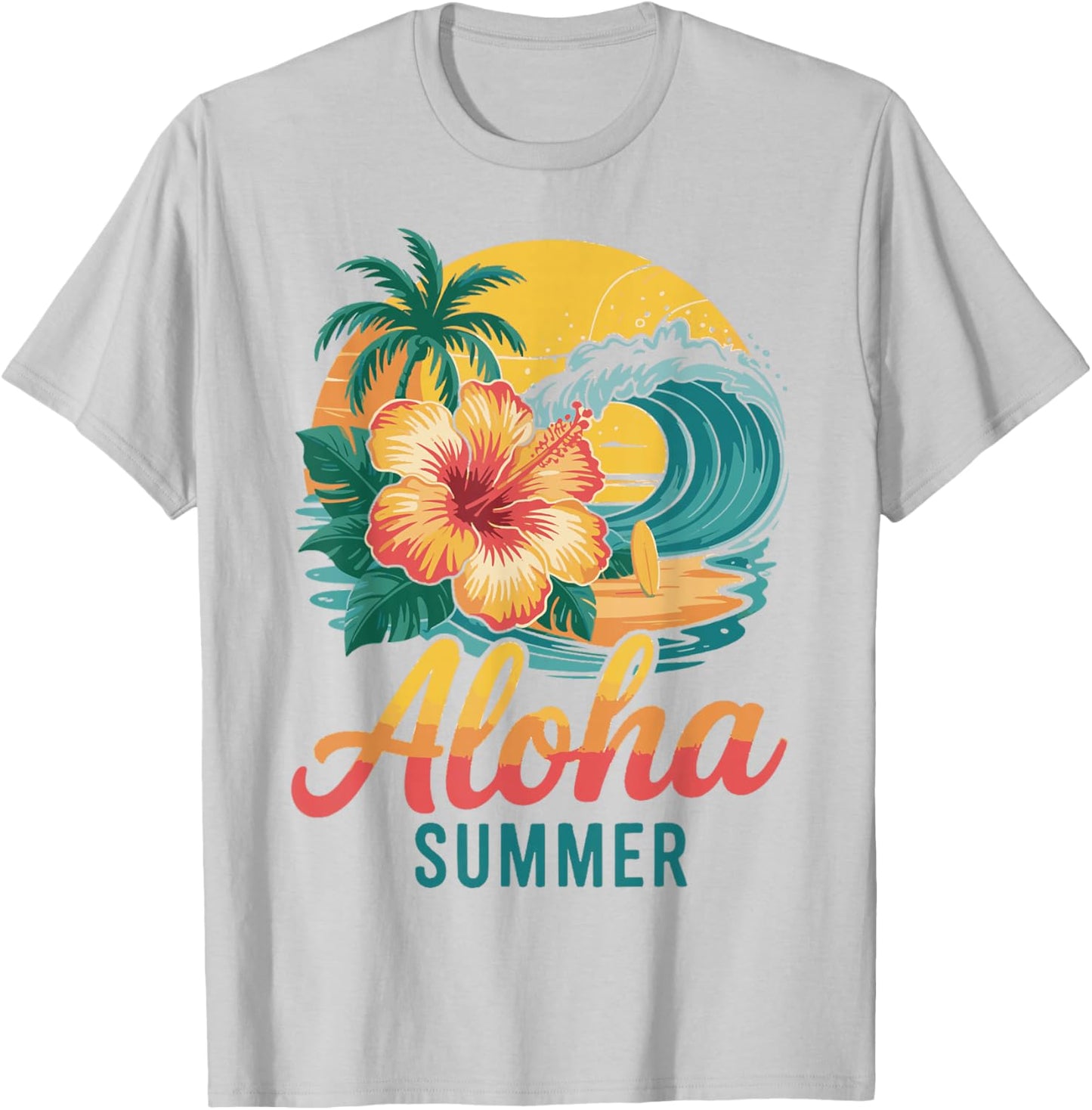Aloha Summer Hawaiian Teacher Last Day of School Beach Lover T-Shirt - T-Shirt | Ash
