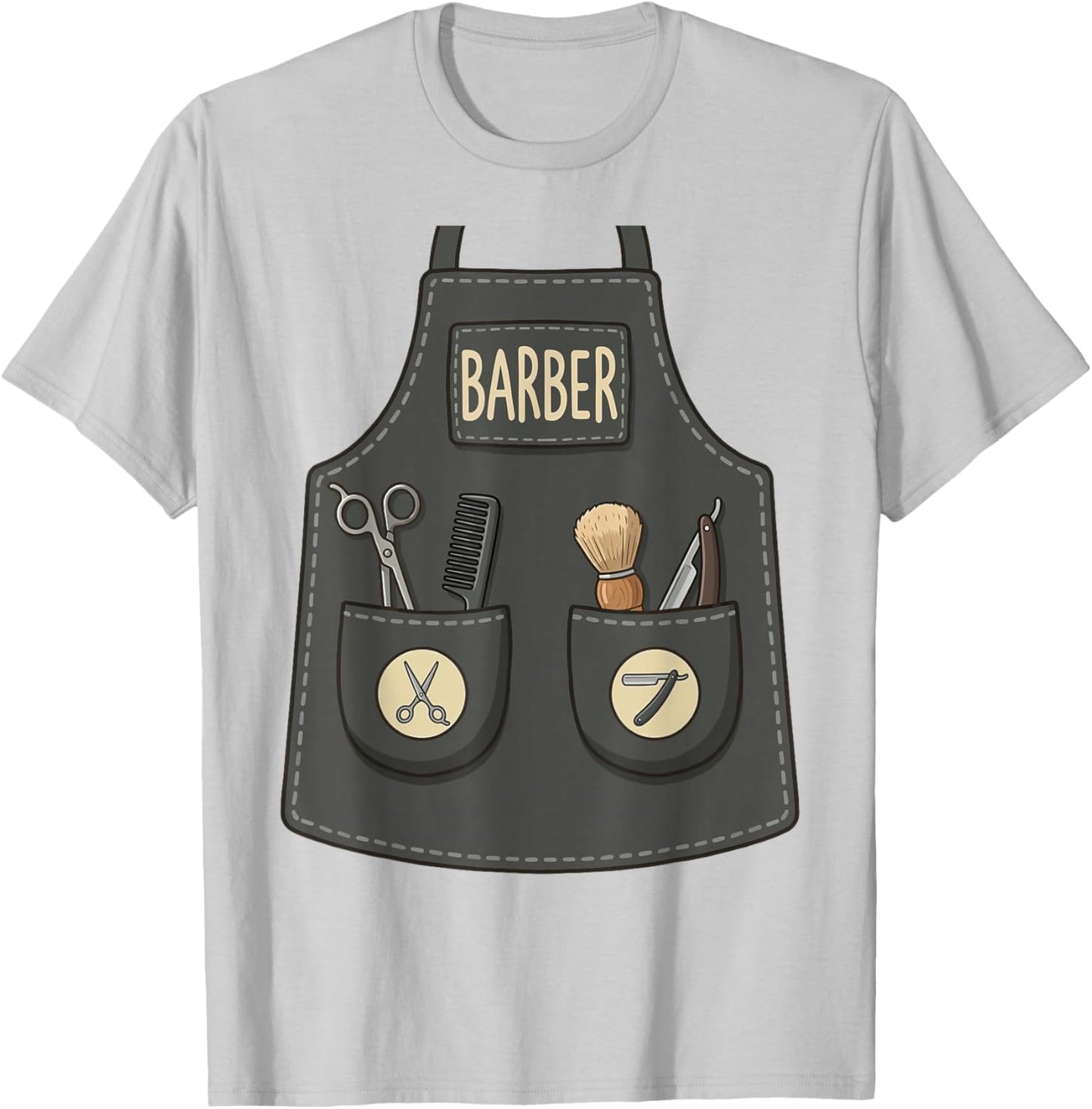 Barber Hair Stylist Funny Cool Apron Barbershop Costume T-Shirt - T-Shirt | Ash