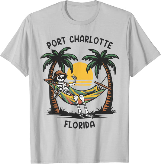 Vintage Port Charlotte Florida Palms FL Sunset Funny T-Shirt - T-Shirt | Ash
