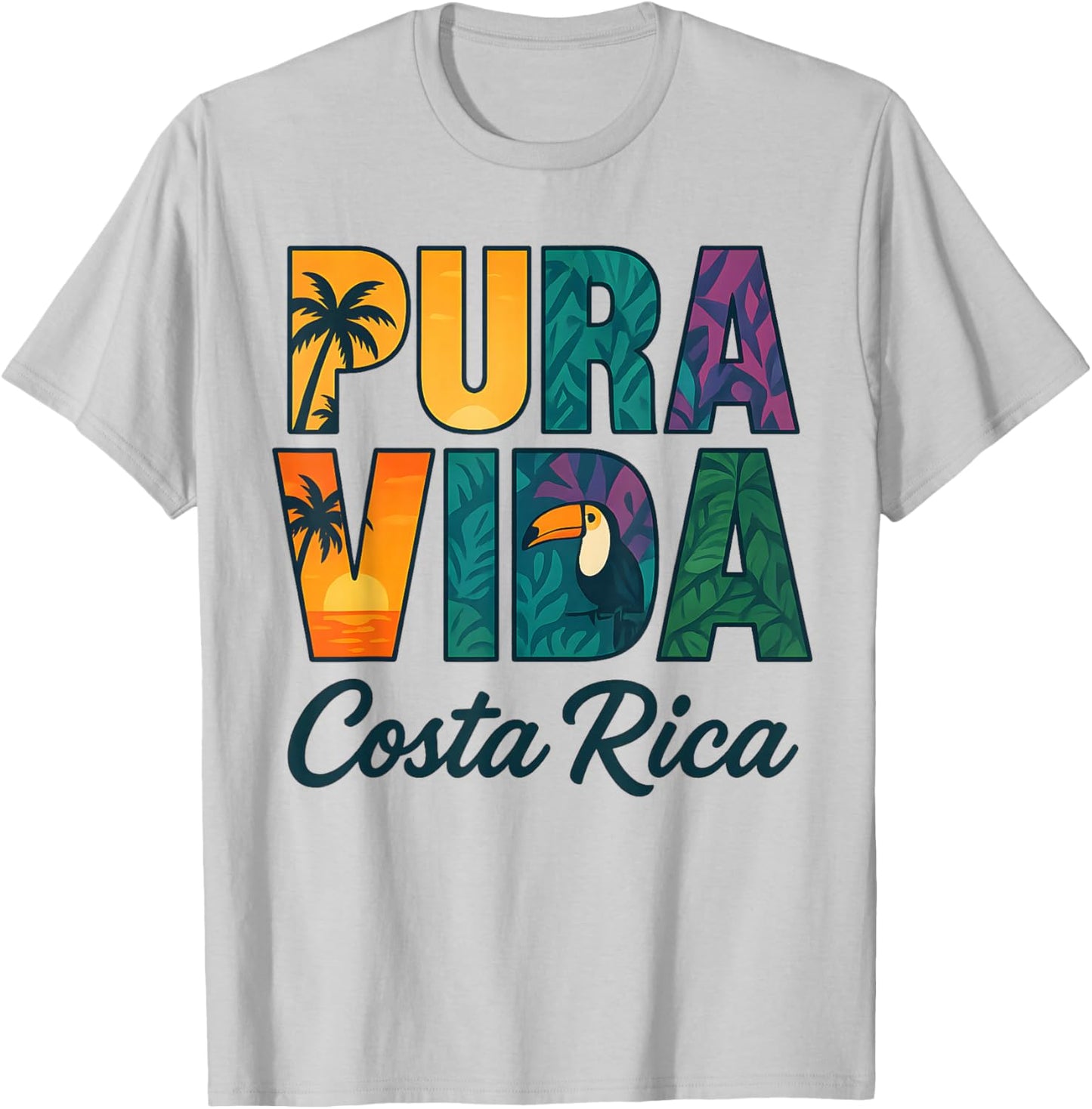 Pura Vida Costa Rica Toucan T-Shirt - T-Shirt | Ash