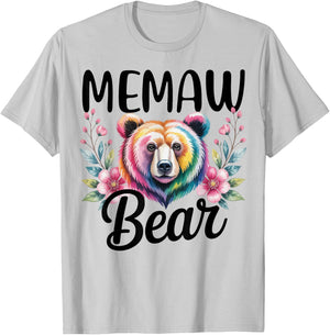 Memaw Bear Floral Graphic for Mothers Day Moments T-Shirt - T-Shirt | Ash