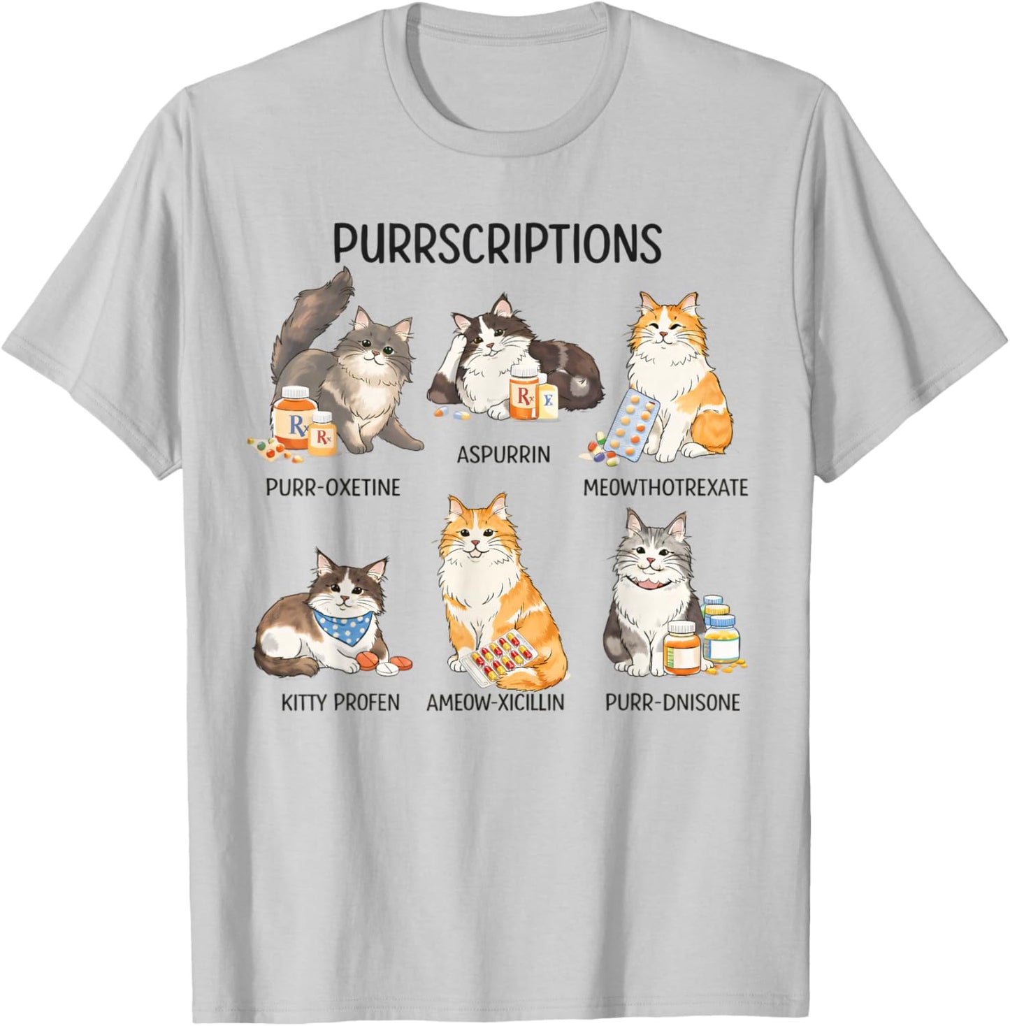 Pharm Tech Pharmacy Cat Lover Prescription Purrscriptions T-Shirt - T-Shirt | Ash