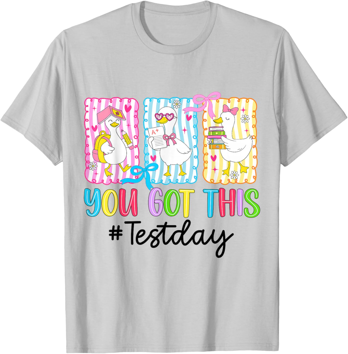 Funny Goose Testing Day You Got This Test Day Teacher Kids T-Shirt - T-Shirt | Ash