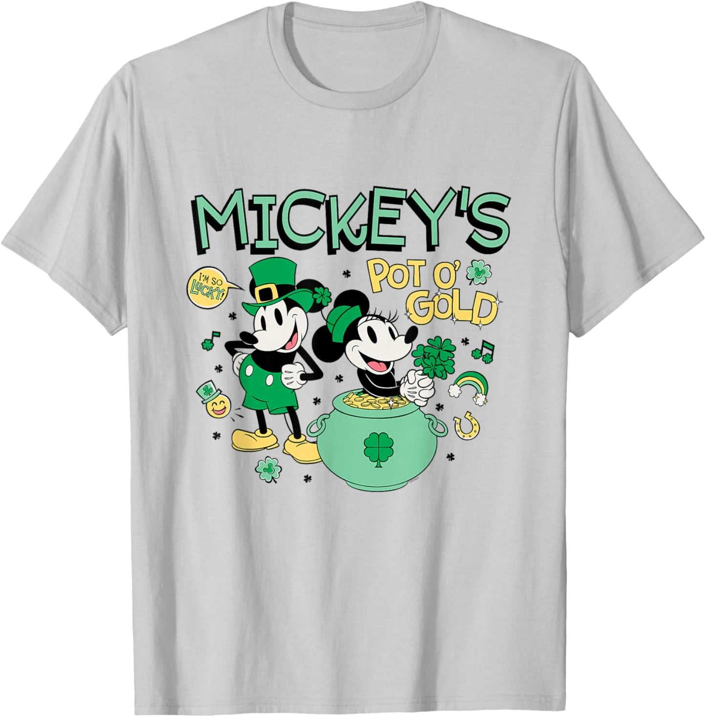 Disney Mickey Minnie St. Patrick's Day Mickey's Pot o' Gold T-Shirt - T-Shirt | Ash