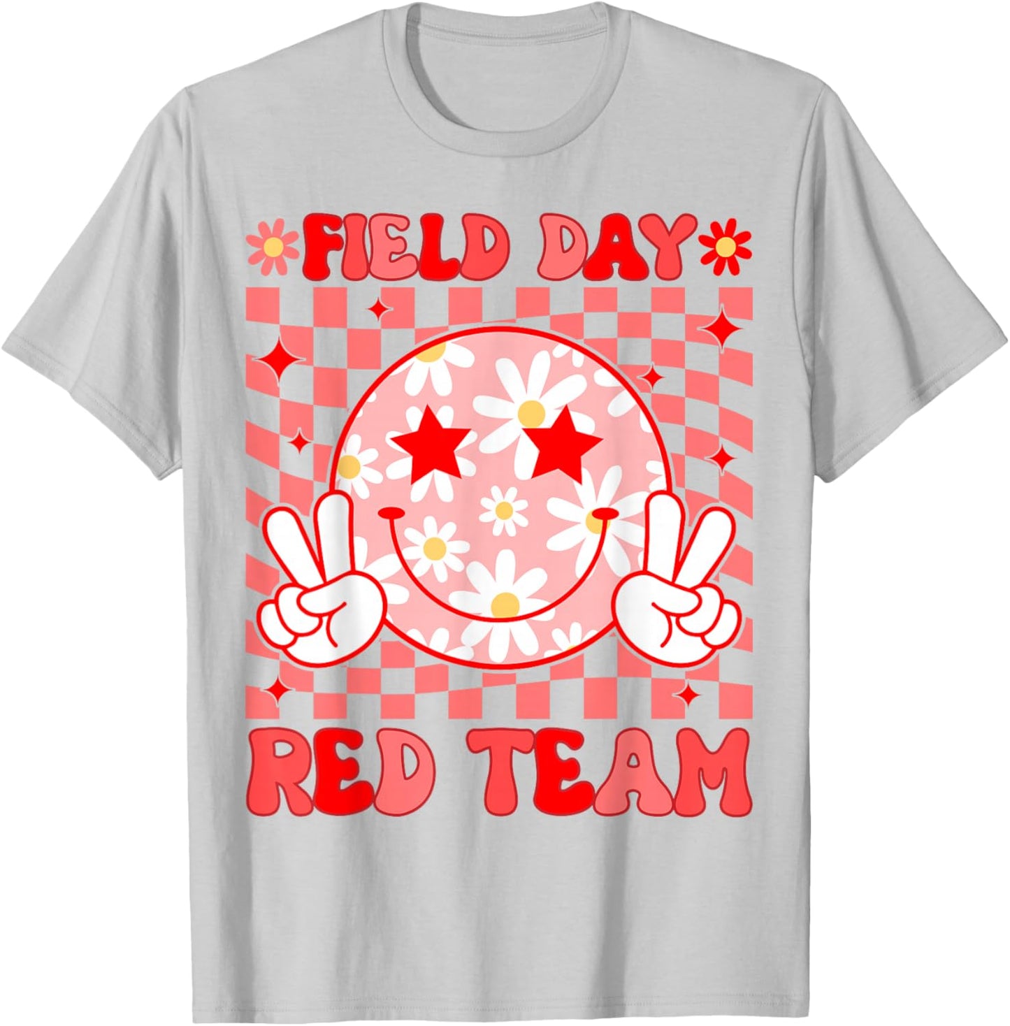 Field Day Red Team Teacher Kids Retro Groovy Field Day 2026 T-Shirt - T-Shirt | Ash