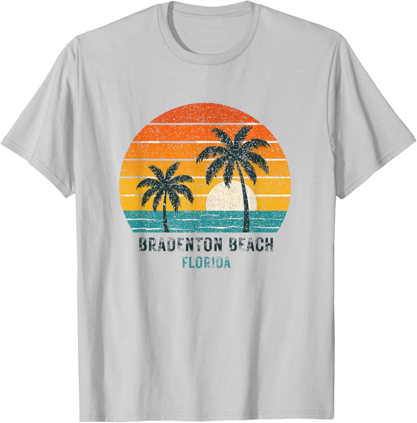 Bradenton Beach Florida Retro Vintage Souvenir Sun Vacation T-Shirt - T-Shirt | Ash
