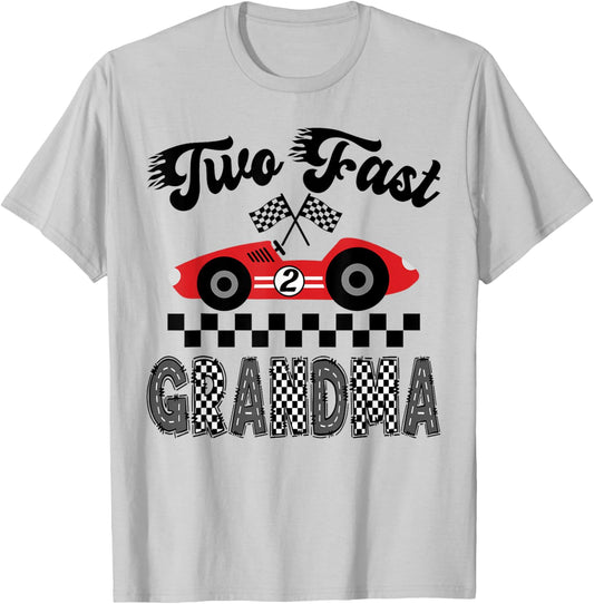 Two Fast Grandma of The Birthday Boy Racing Car Matching T-Shirt - T-Shirt | Ash
