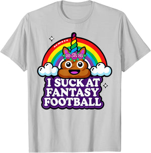 I Suck at Fantasy Football Rainbow Funny T-Shirt - T-Shirt | Ash