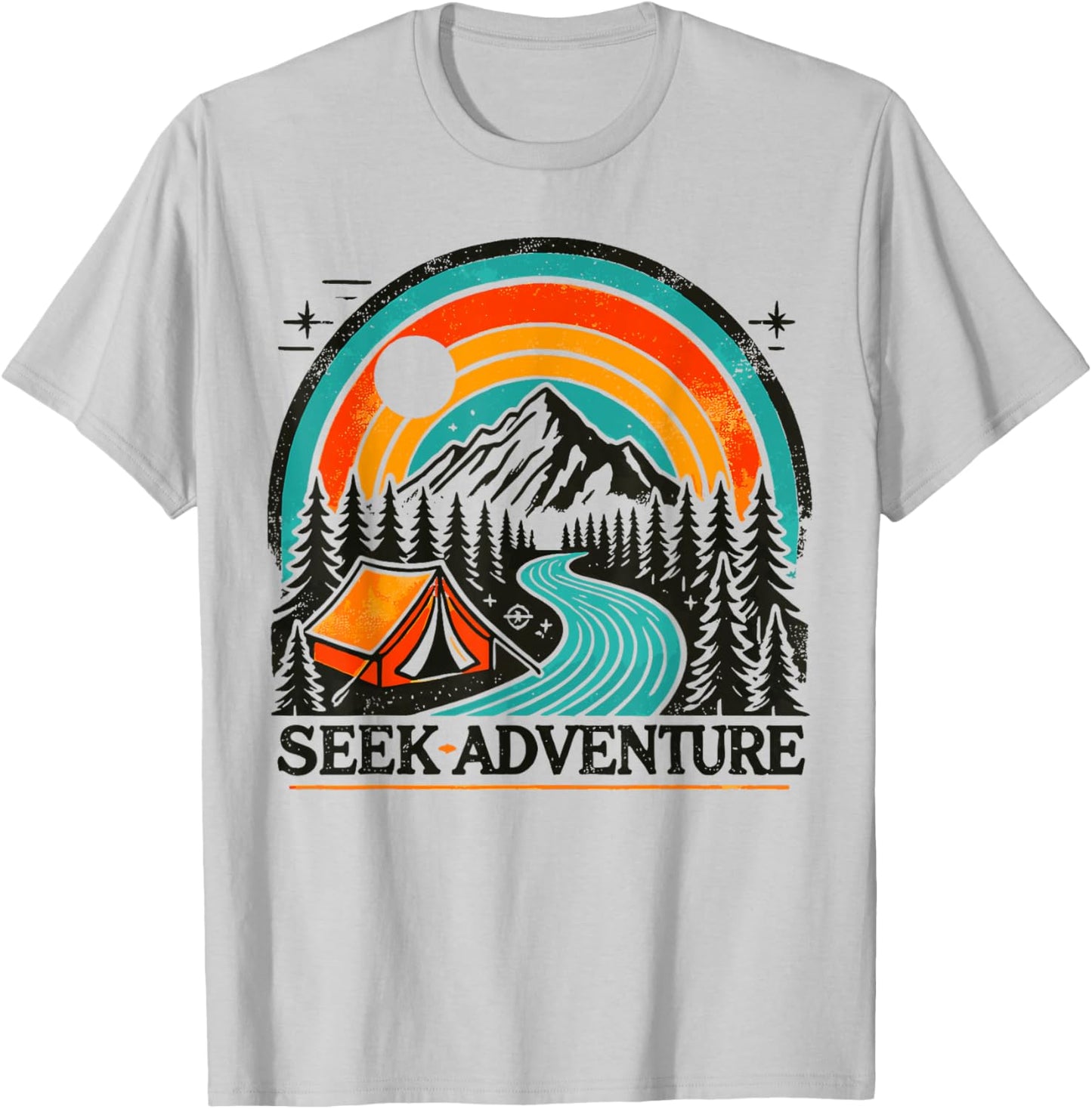 Seek Adventure Graphic Explore the Outdoors & Camping Fun T-Shirt - T-Shirt | Ash