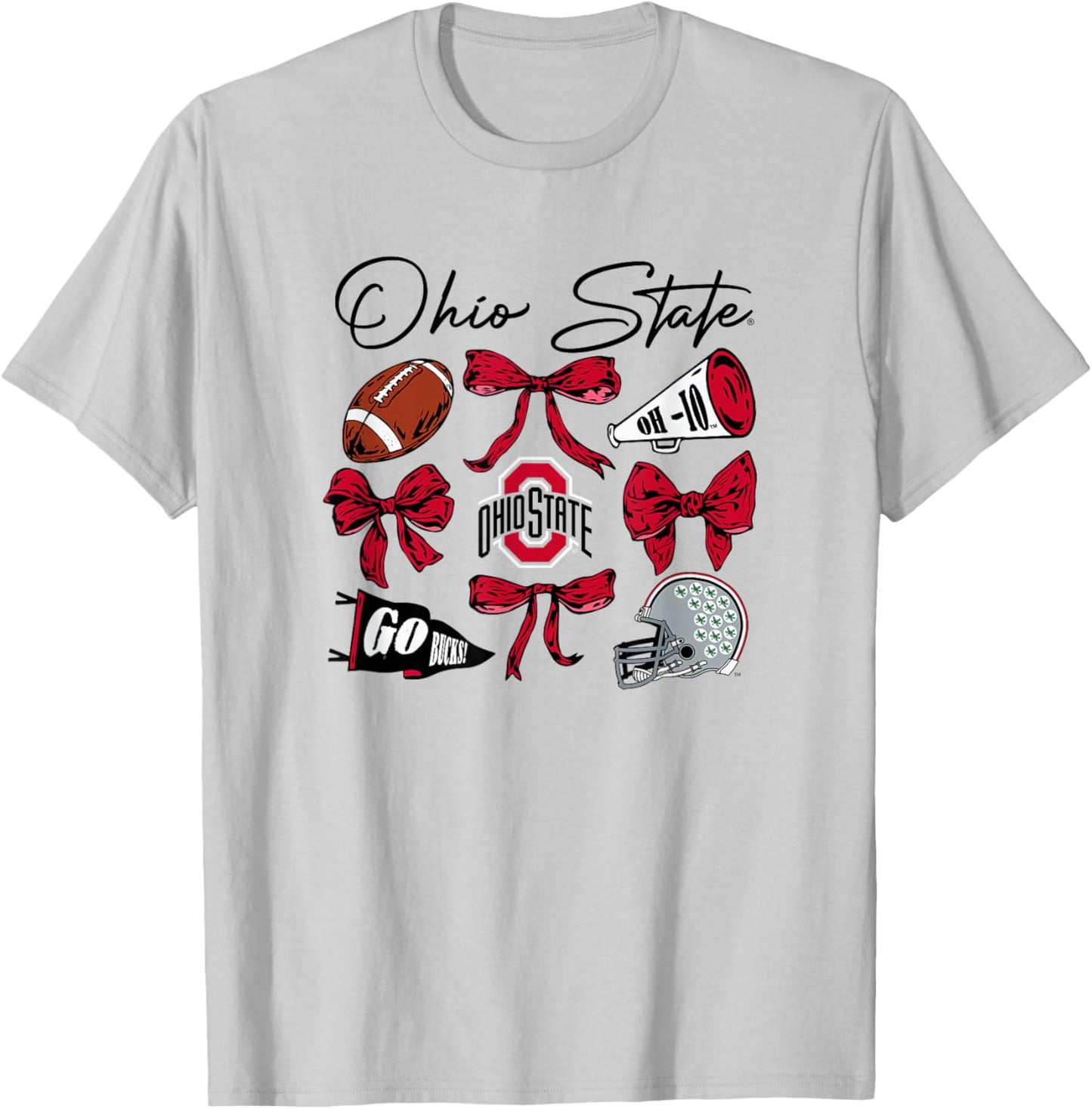 Ohio State Buckeyes Football Bows Gray Officially Licensed T-Shirt - T-Shirt | Ash