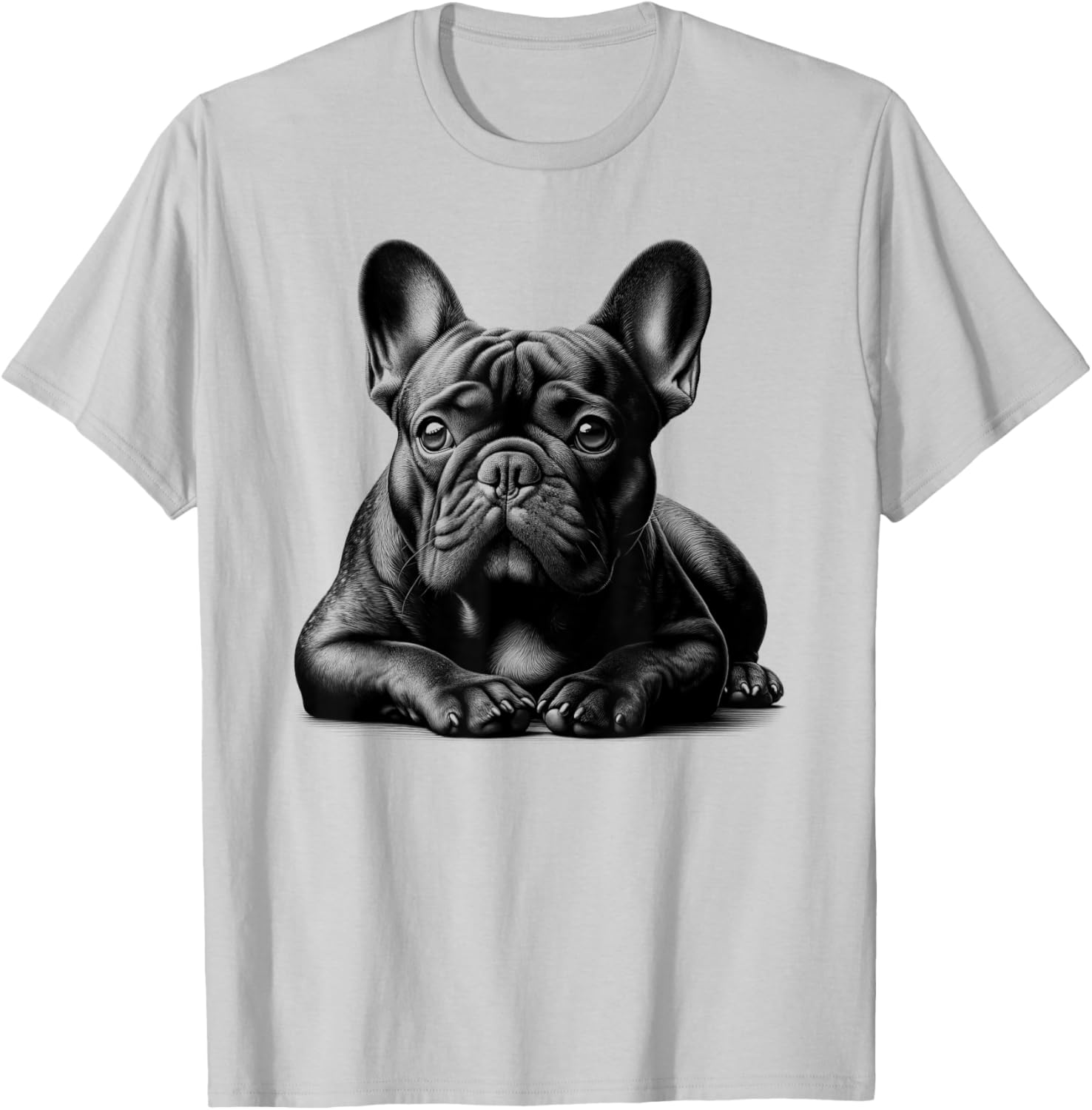 Cute French Bulldog in Lying Pose T-Shirt - T-Shirt | Ash