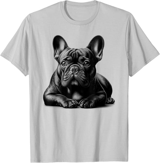 Cute French Bulldog in Lying Pose T-Shirt - T-Shirt | Ash