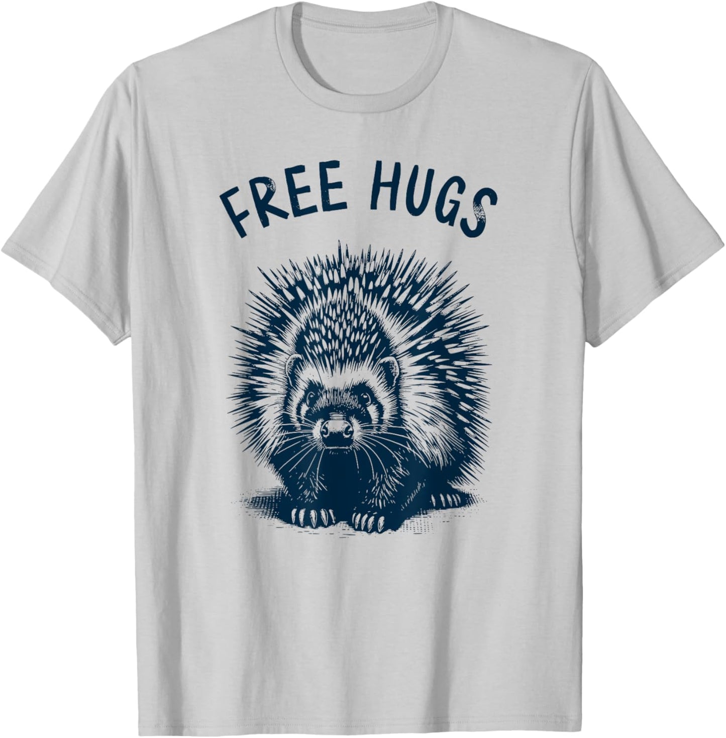 Free-Hugs - Cute Funny Porcupine Humor No Hugging T-Shirt - T-Shirt | Ash