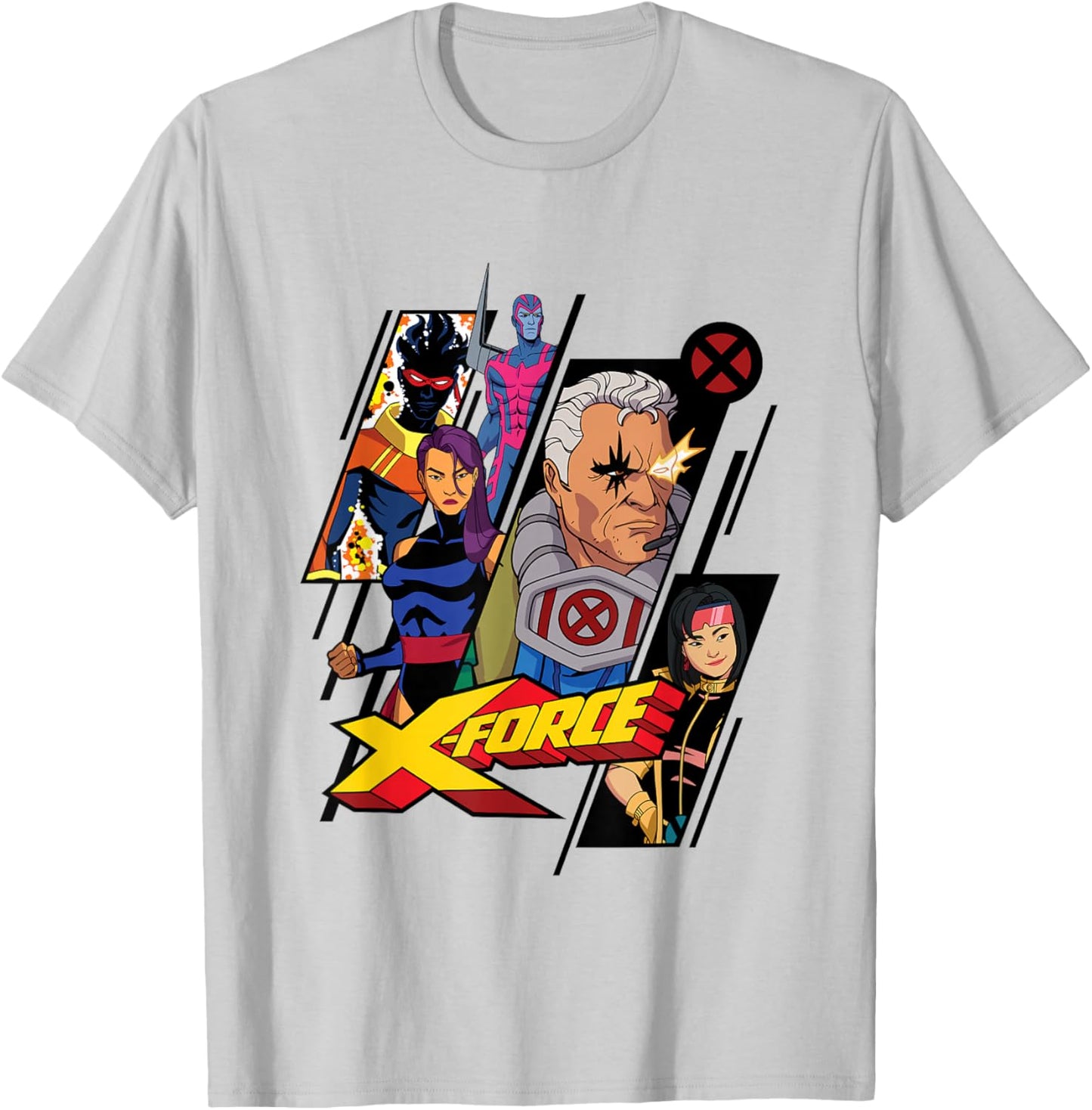 Marvel X-Men '97 X-Force Cable Jubilee Psylocke Comic T-Shirt - T-Shirt | Ash