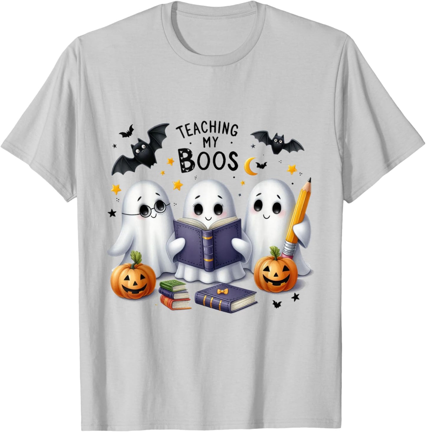 Teaching My Boos Halloween Ghost Party Costume Women Teacher T-Shirt - T-Shirt | Ash