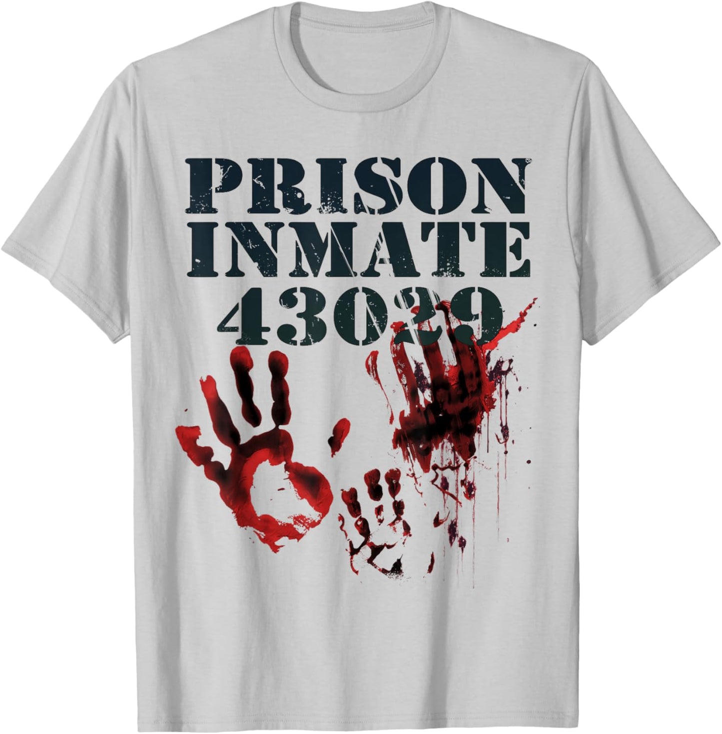 Prison Inmate Shirt Zombie Bloody Halloween Blood Splatter T-Shirt - T-Shirt | Ash