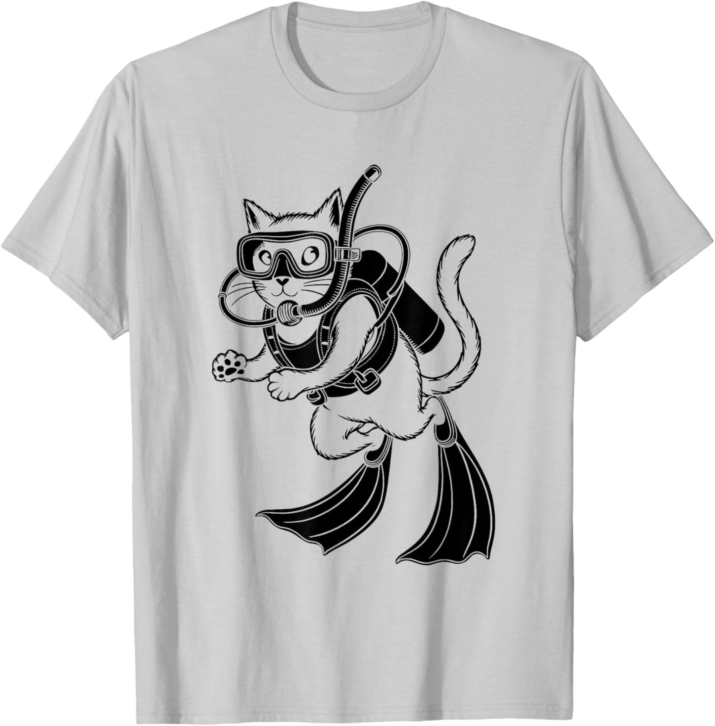 Cat Scuba Diver Under Water Diving Scuba Divers T-Shirt - T-Shirt | Ash