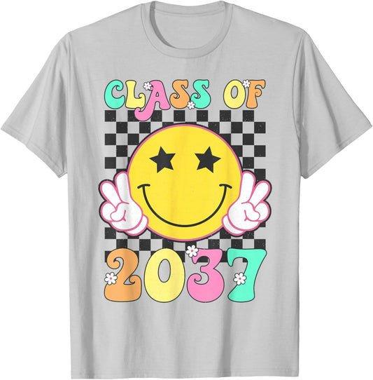 Retro Class of 2037 Grow With Me Back to School Kindergarten T-Shirt - T-Shirt | Ash