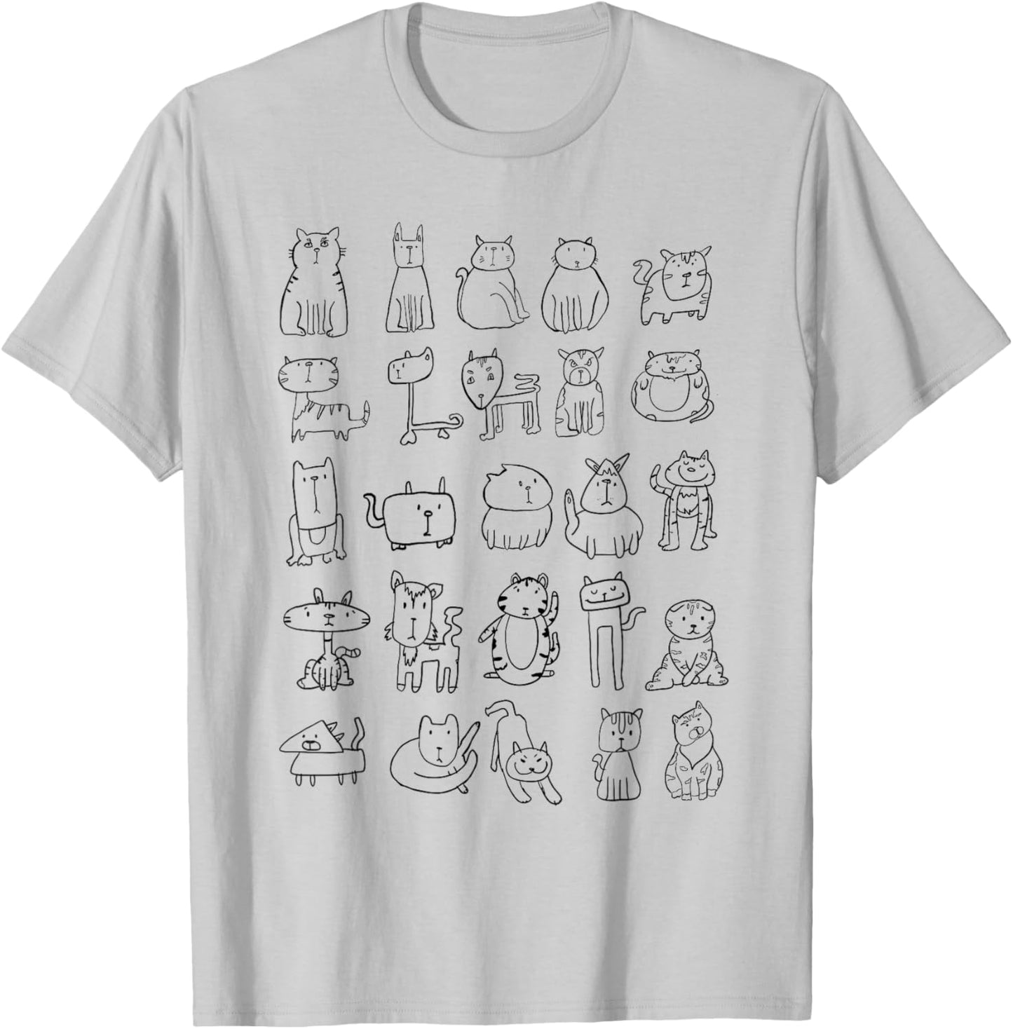 A Kitty Collection Of Cat Doodles T-Shirt - T-Shirt | Ash