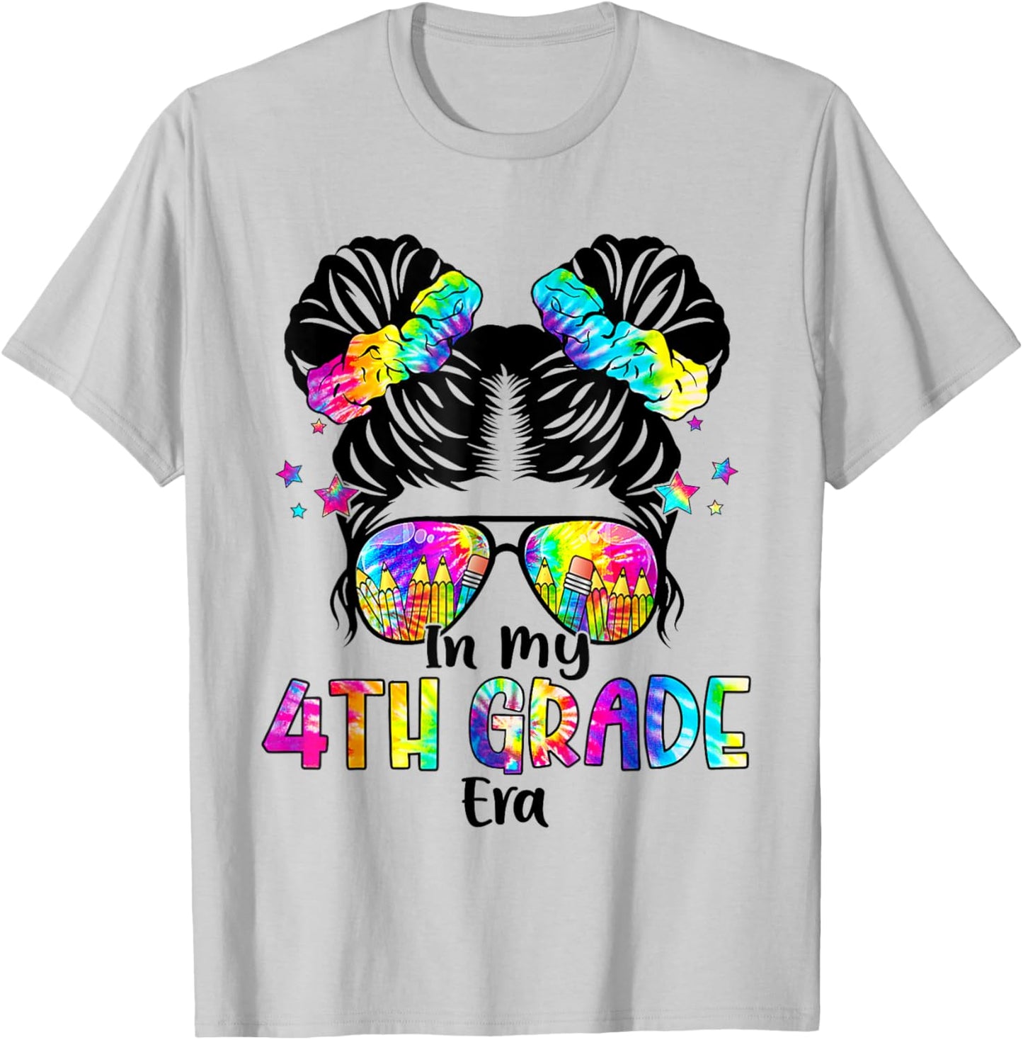 In My 4th Grade Era Messy Bun Fourth Grade Back To School T-Shirt - T-Shirt | Ash