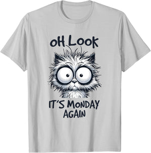 Look It's Monday Again, Funny Cat Gifts, Men Woman Kids T-Shirt - T-Shirt | Ash